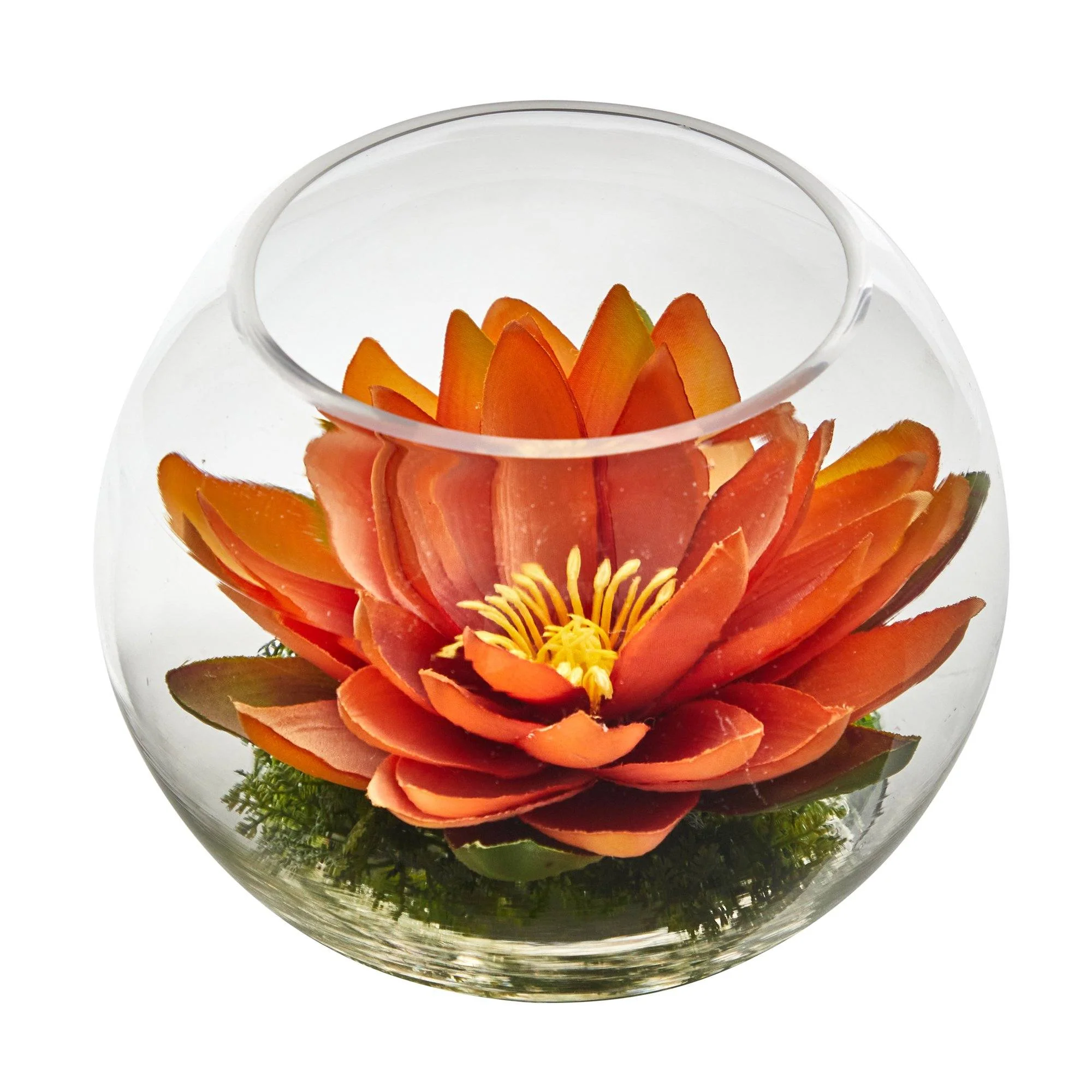 8” Lotus Artificial Arrangement in Glass Vase