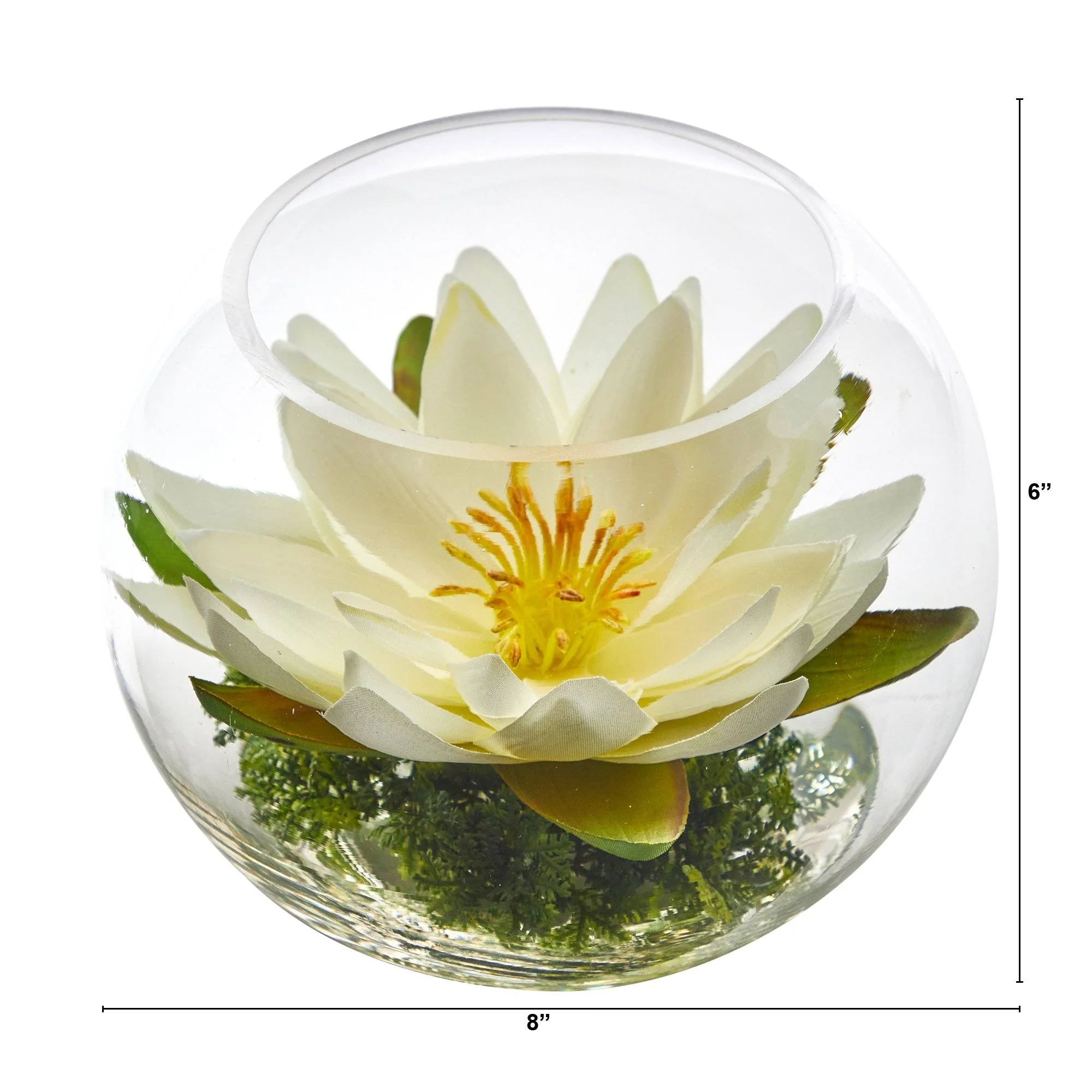 8” Lotus Artificial Arrangement in Glass Vase - Image 20