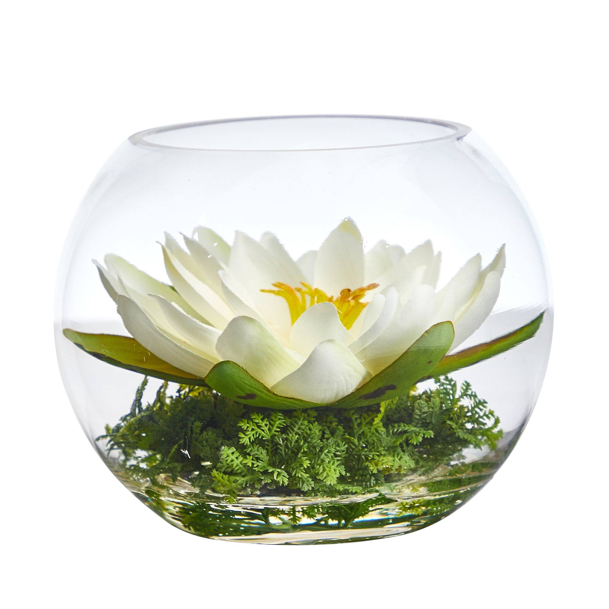 8” Lotus Artificial Arrangement in Glass Vase - Image 21