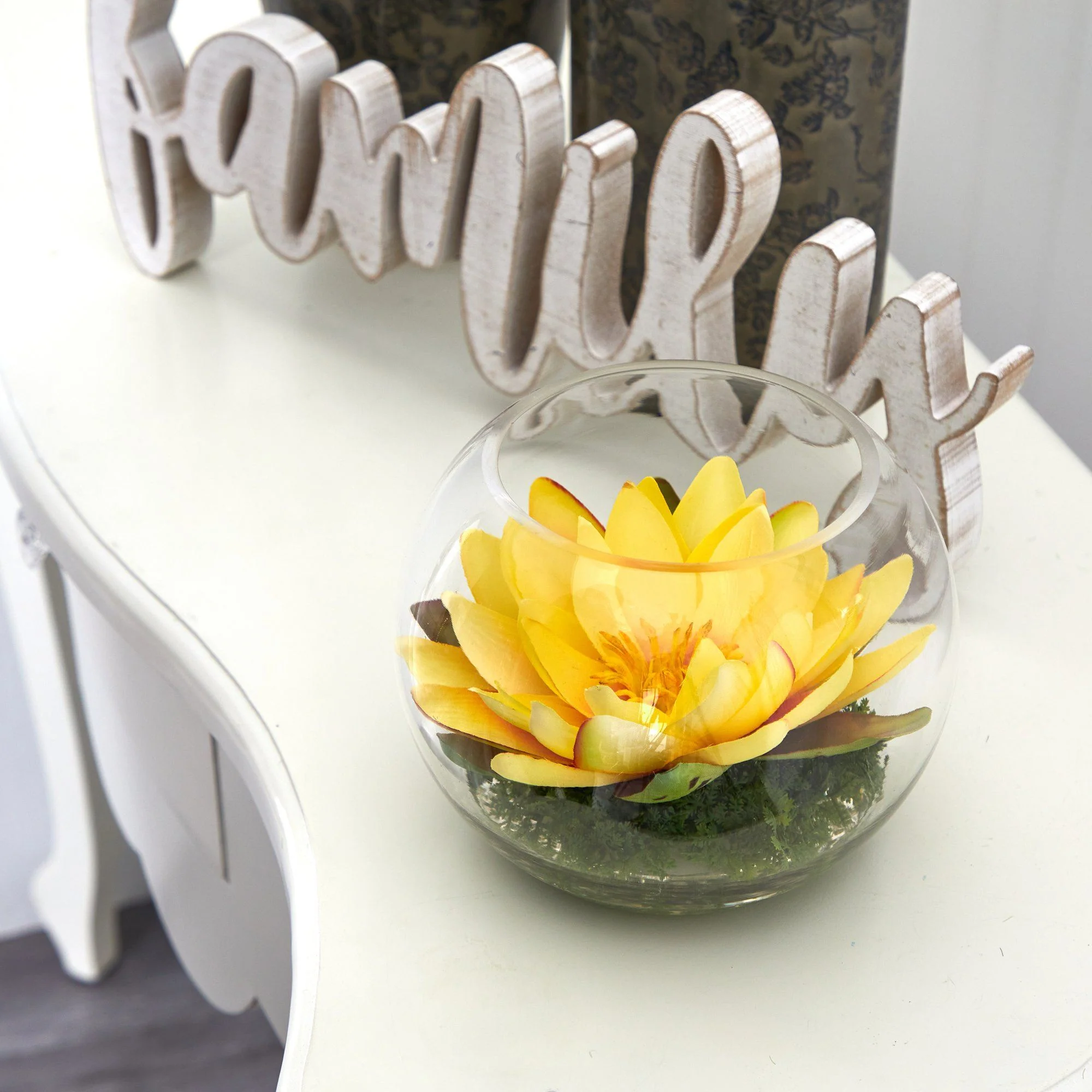8” Lotus Artificial Arrangement in Glass Vase - Image 29