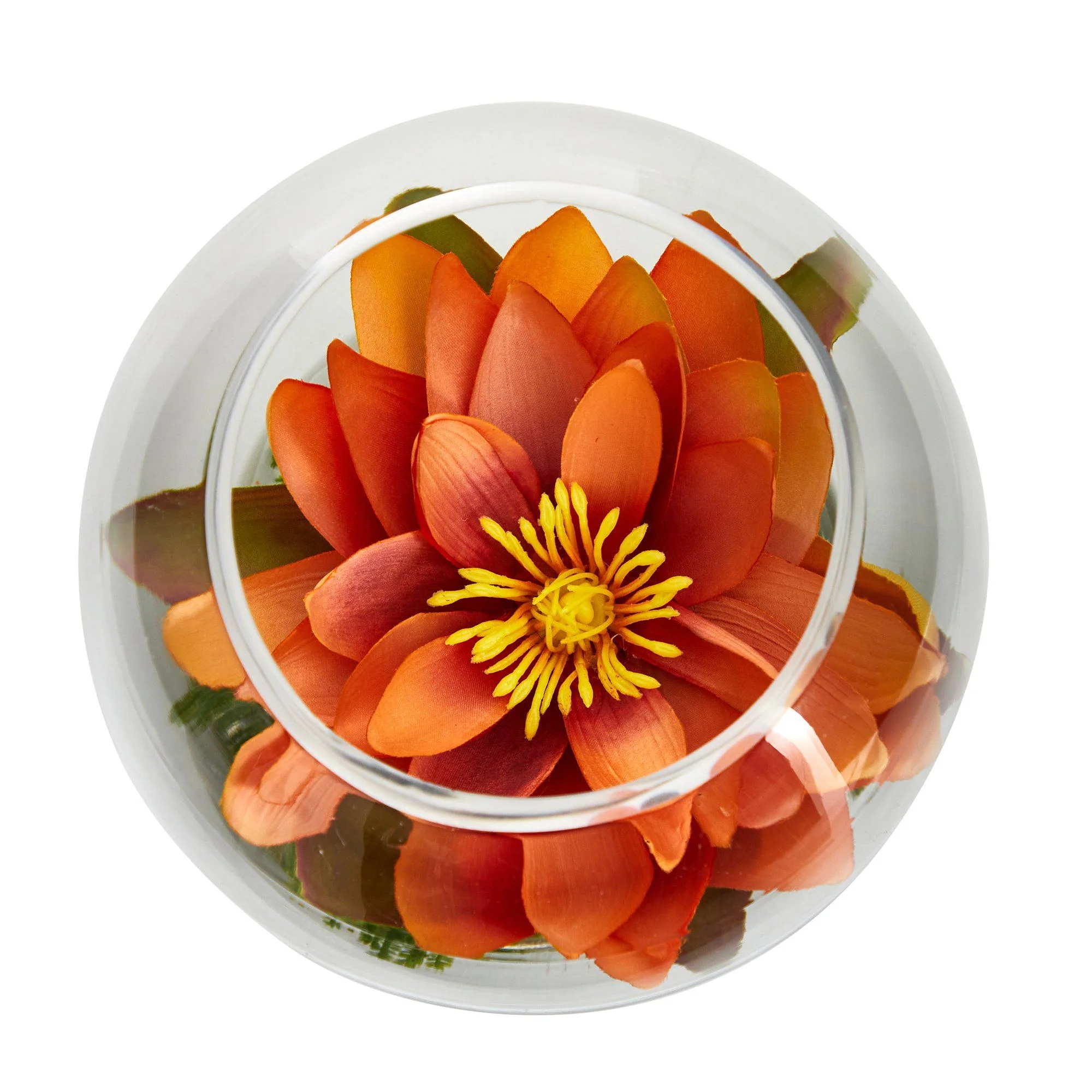 8” Lotus Artificial Arrangement in Glass Vase - Image 4