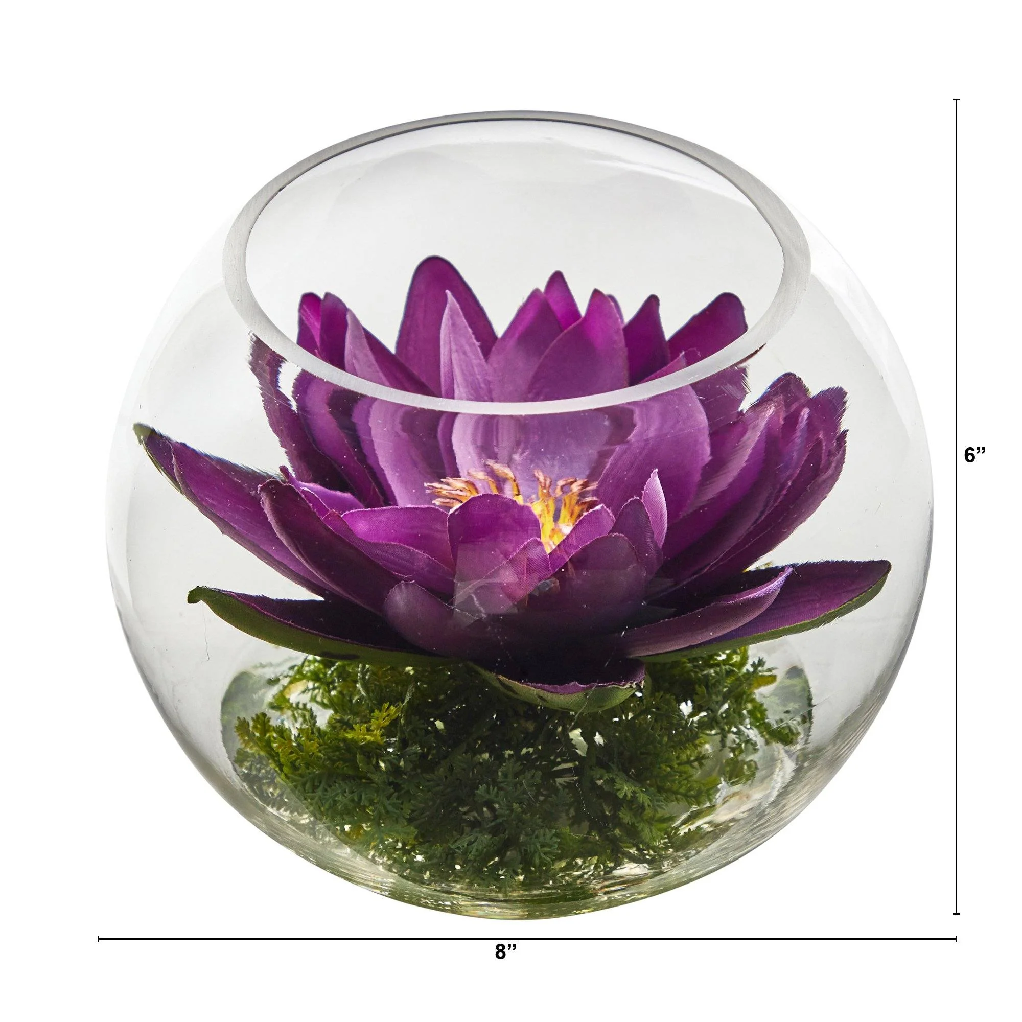 8” Lotus Artificial Arrangement in Glass Vase - Image 8