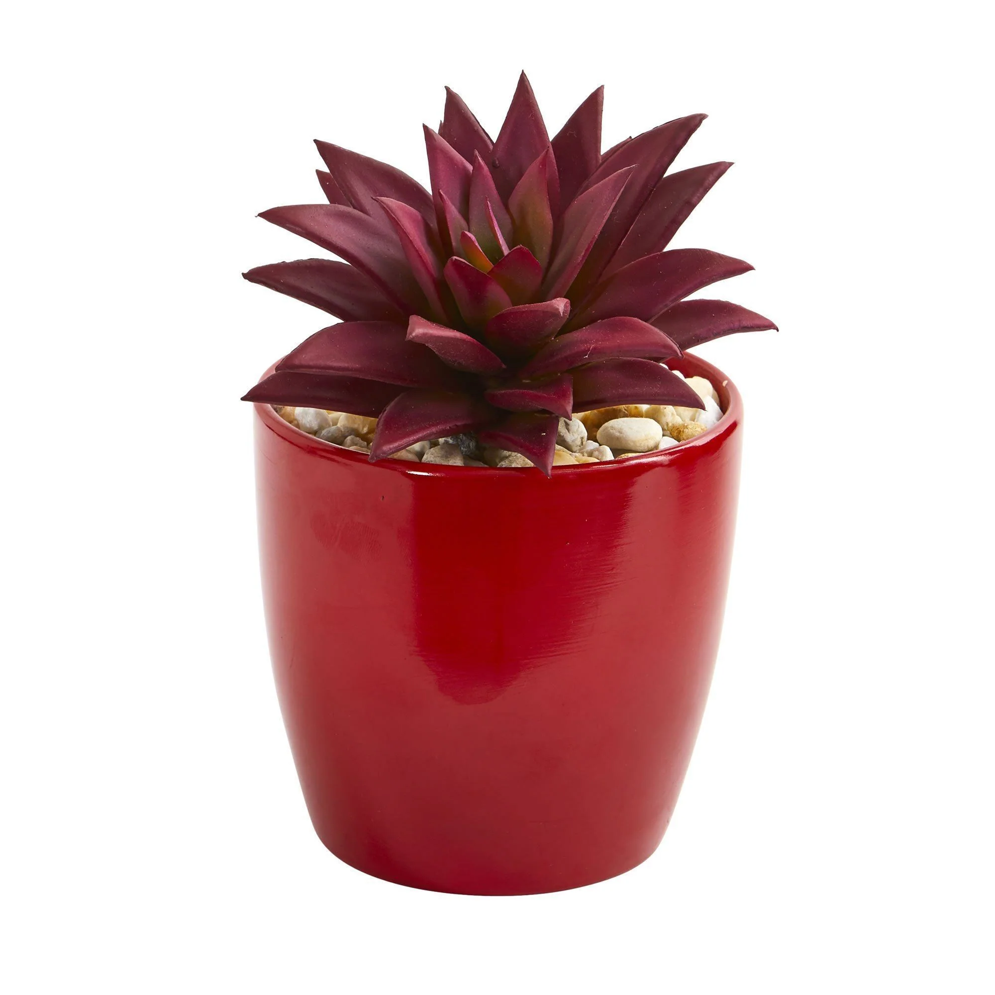 8” Mixed Succulent Artificial Plant in Red Vase (Set of 3) - Image 2
