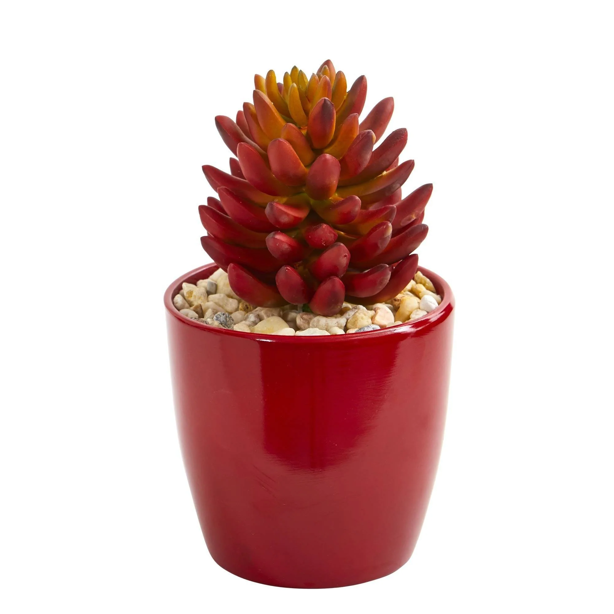 8” Mixed Succulent Artificial Plant in Red Vase (Set of 3) - Image 4