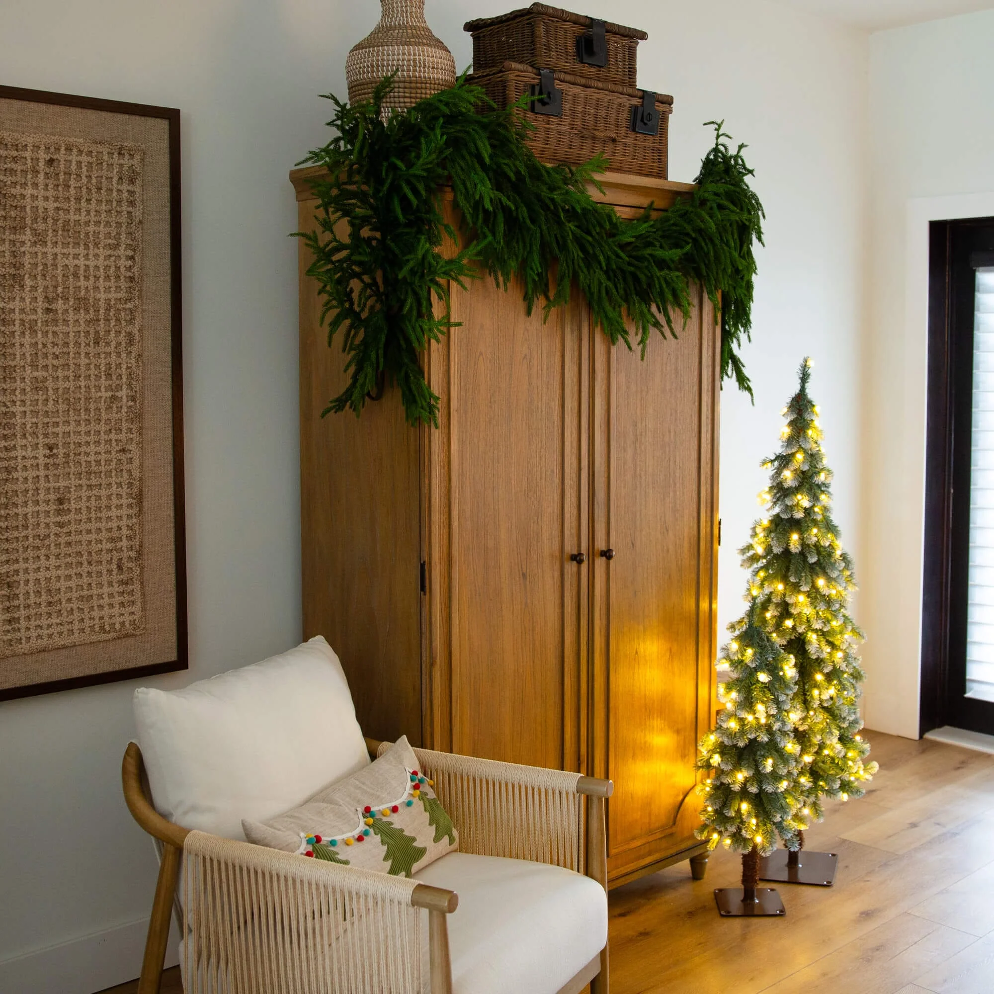 8' Artificial Real Touch Norfolk Island Pine Garland with Natural Look - Image 5