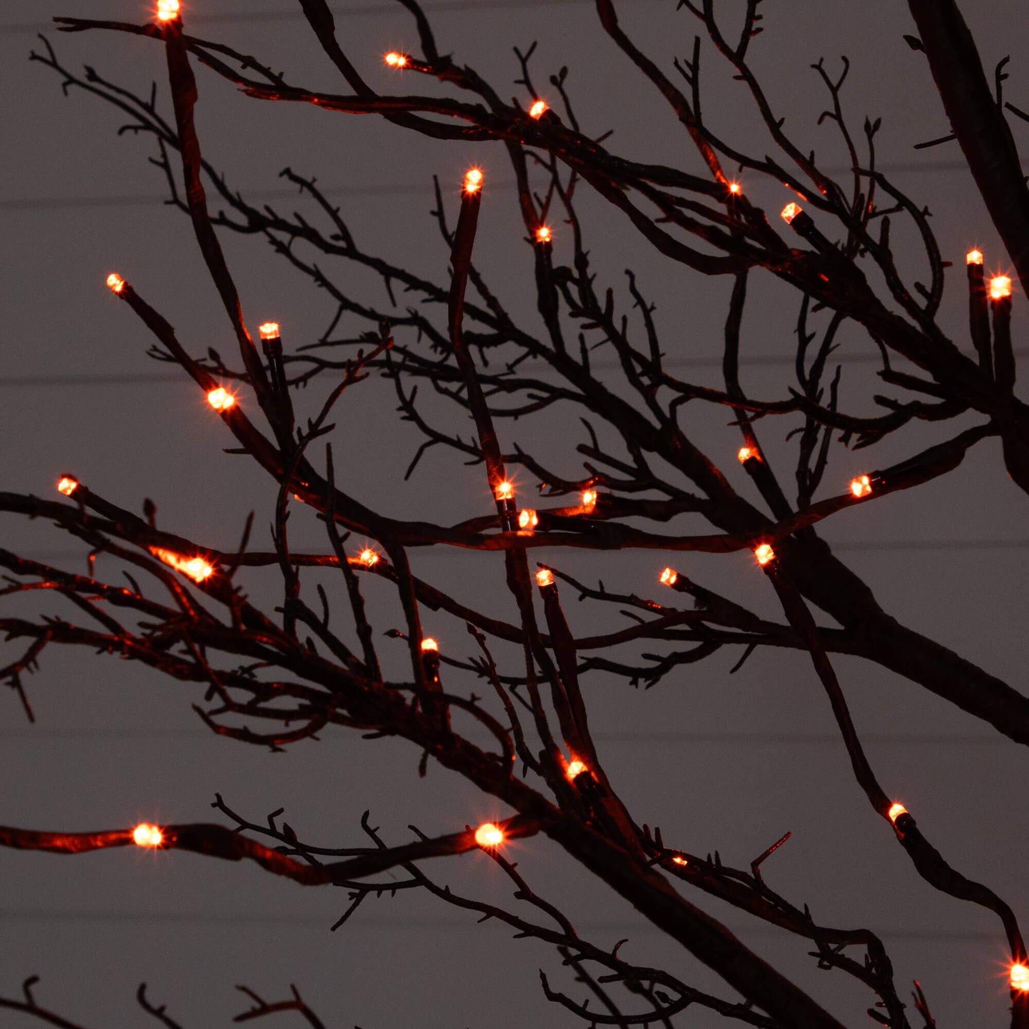 8' Pre-Lit Halloween Deluxe Black Twig Artificial Tree with 216 Orange & Purple LED Lights - Image 6