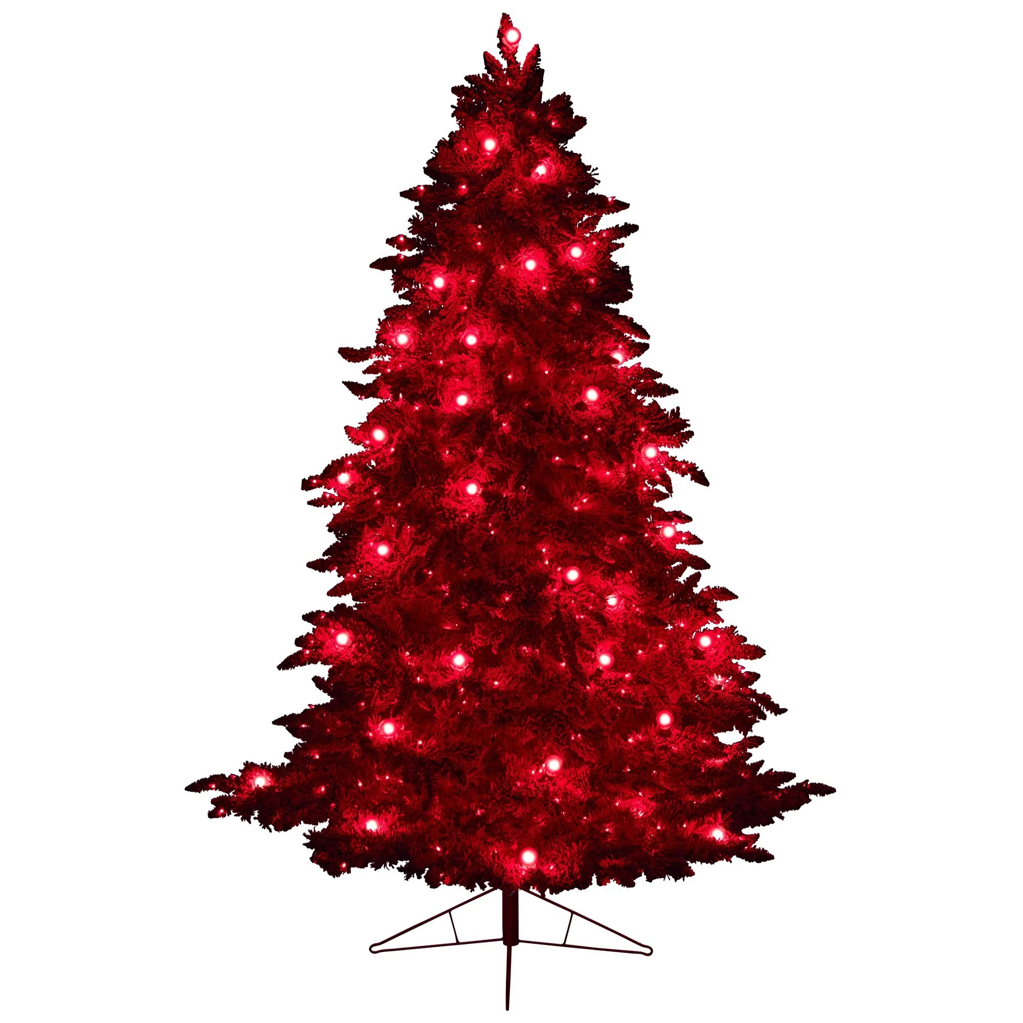 8' Red Flocked Fraser Fir Artificial Christmas Tree - Image 3