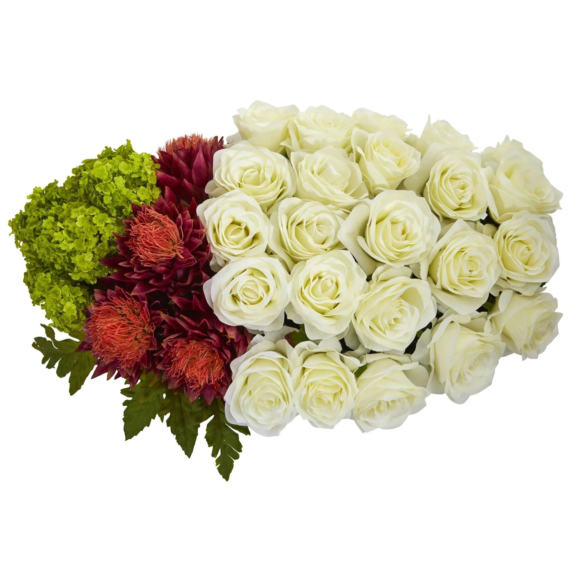 Rose, Tropical Flower and Hydrangea Artificial Arrangement in Black Vase - Image 2