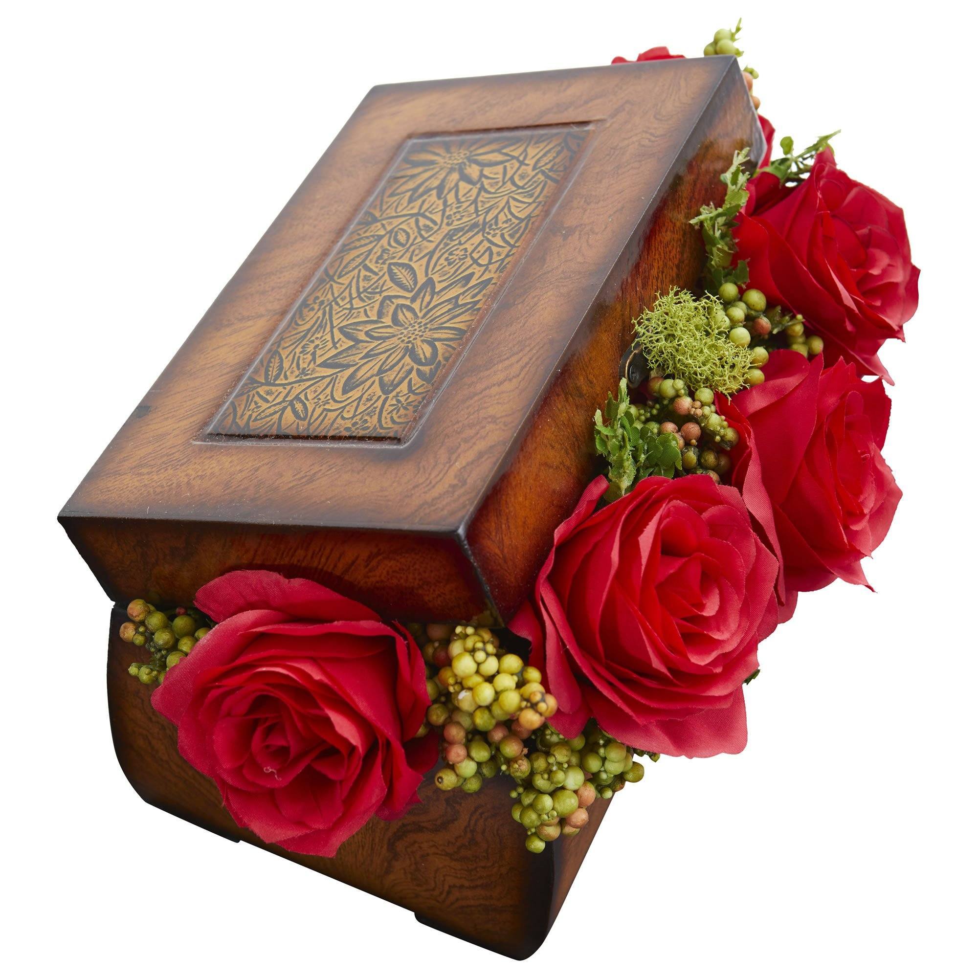 Roses Artificial Arrangement in Decorative Chest - Image 12