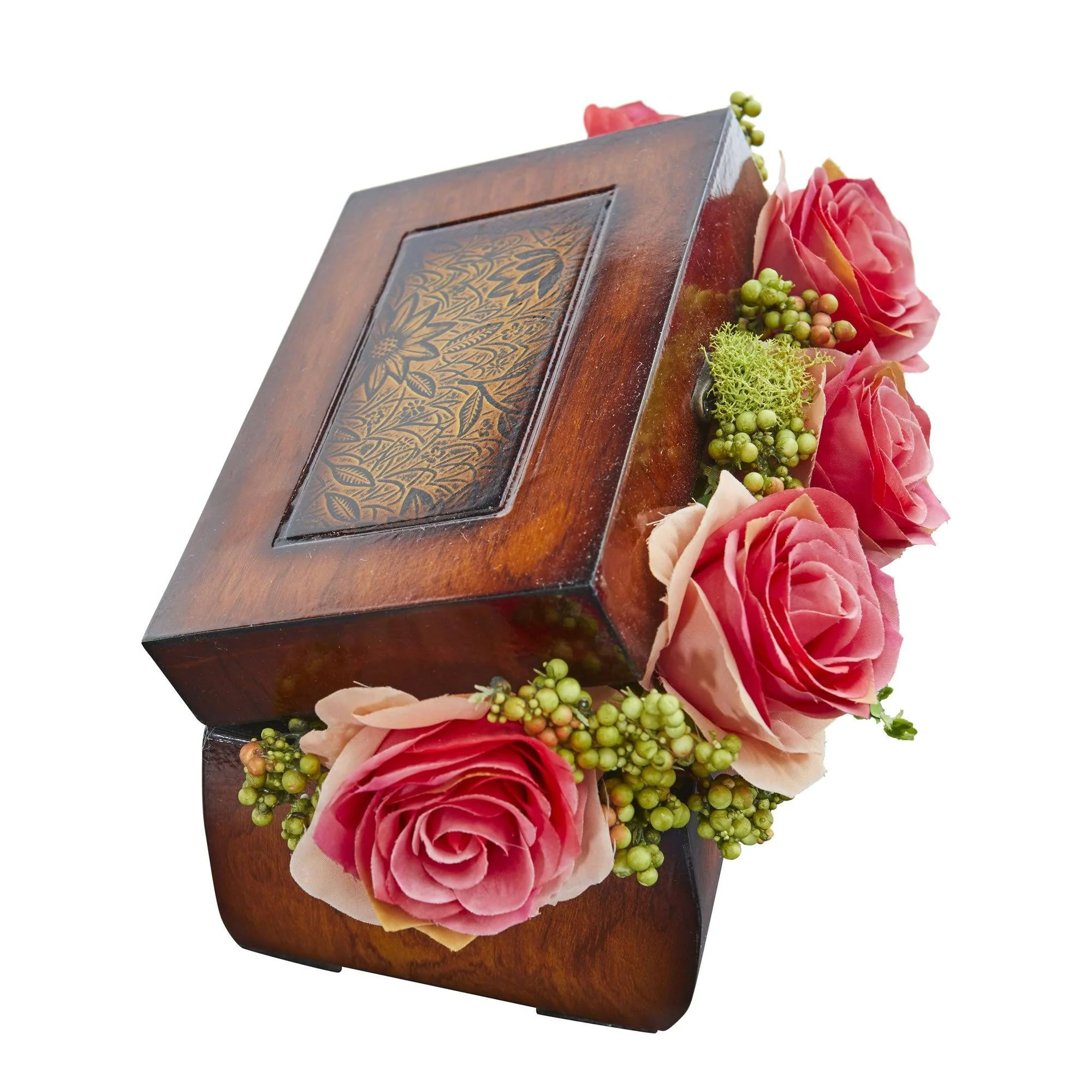 Roses Artificial Arrangement in Decorative Chest - Image 4
