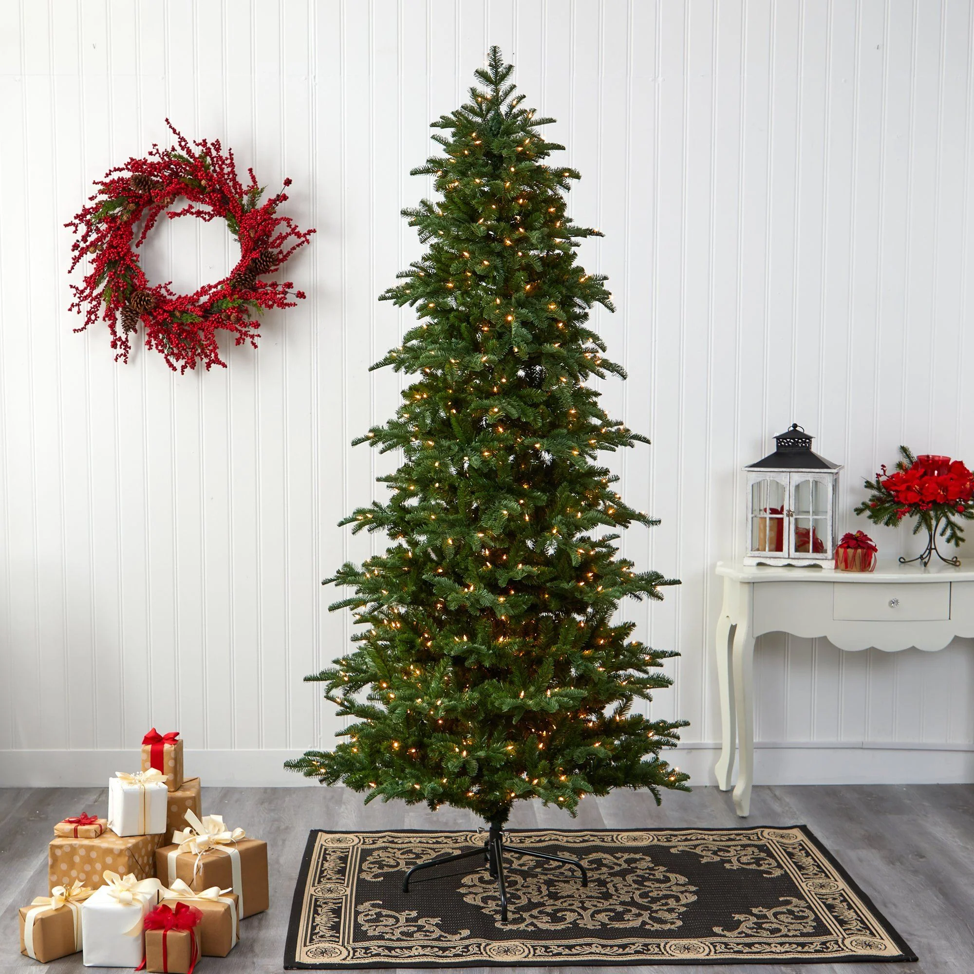 8’ South Carolina Fir Artificial Christmas Tree with 650 Clear LED Lights and 2598 Bendable Branches - Image 2