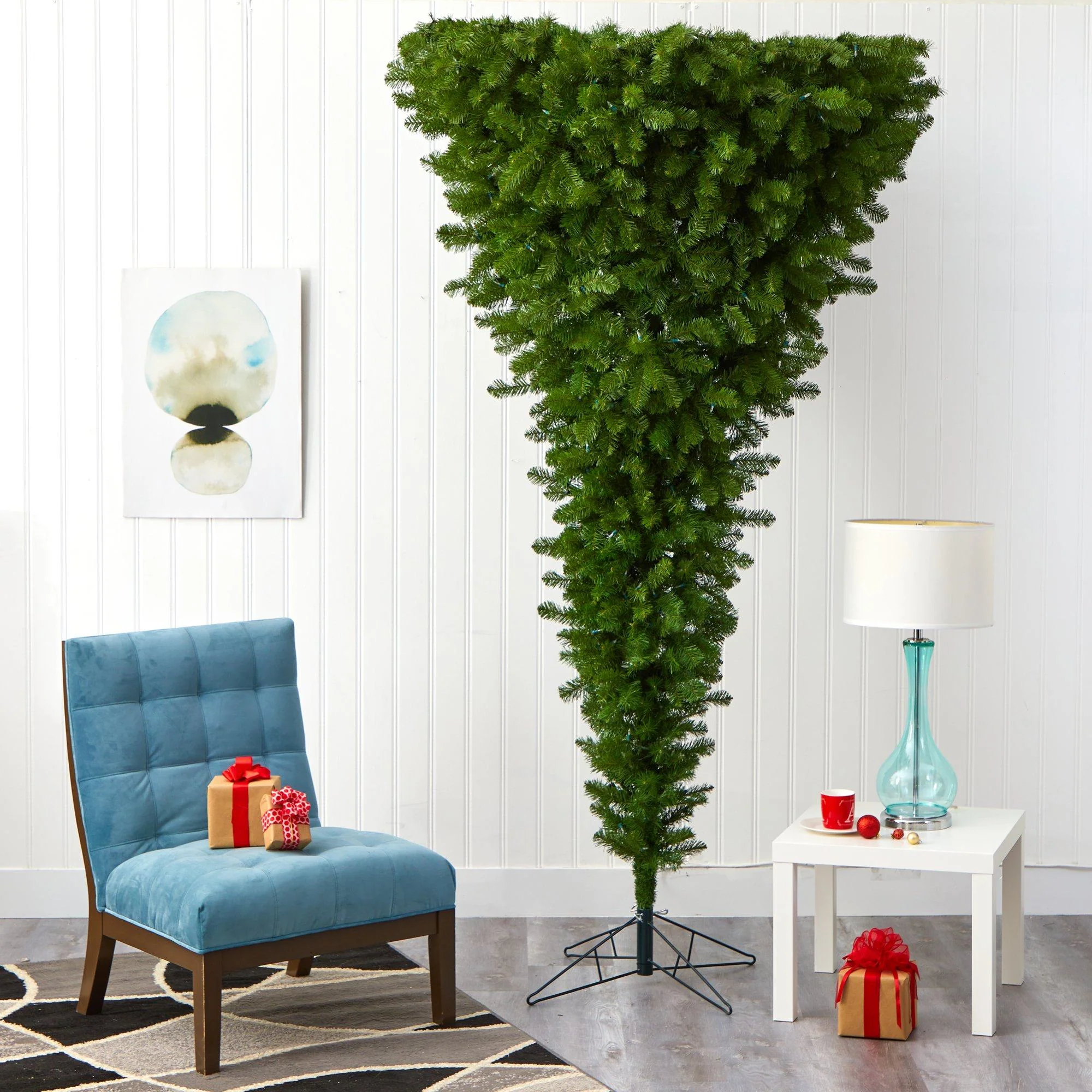 8' Sun Valley Spruce Upside Down Artificial Christmas Tree with 850 Warm White (Multifunction) LED Lights and 1747 Bendable Branches - Image 9