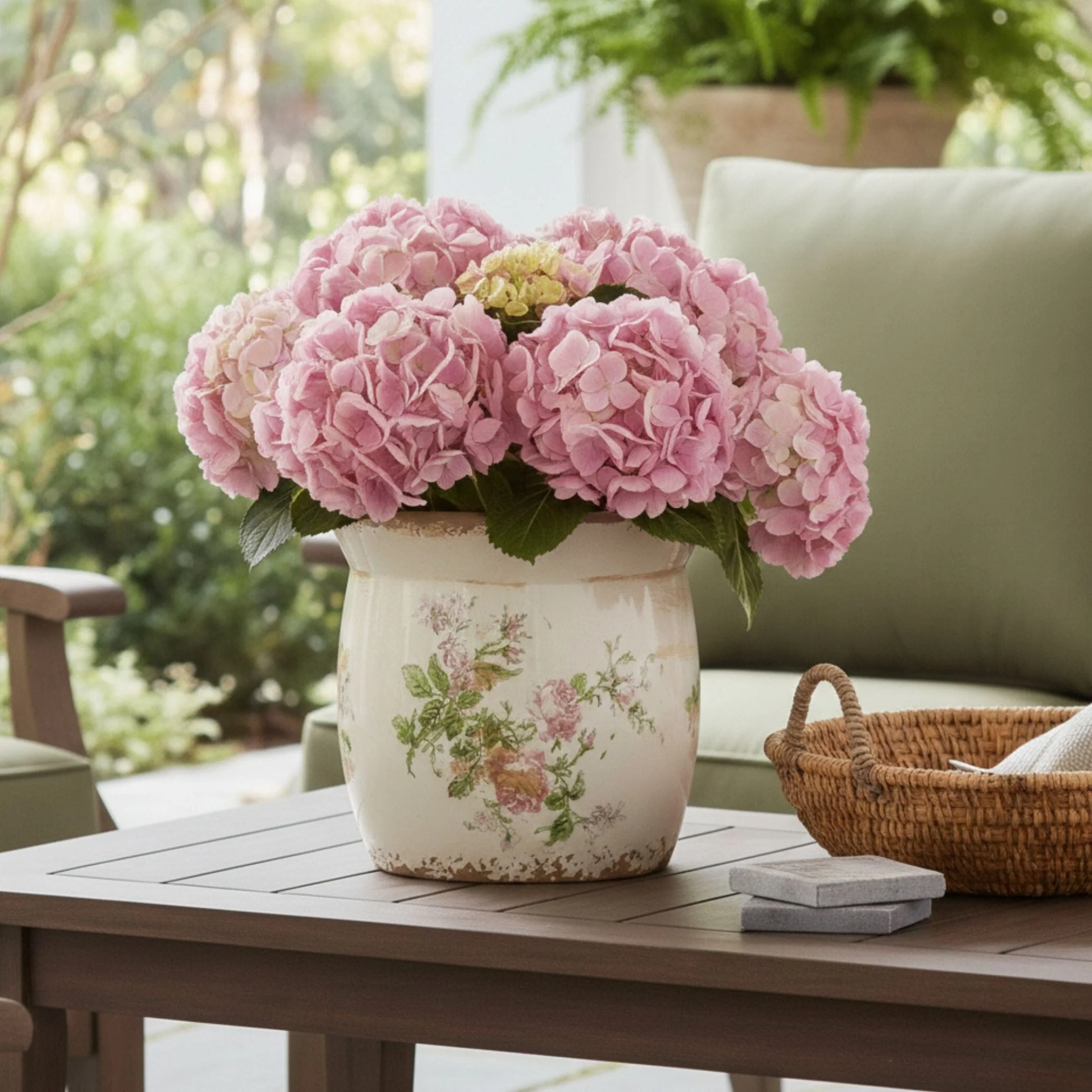 8” Tuscan Ceramic Floral Print Planter - Image 2