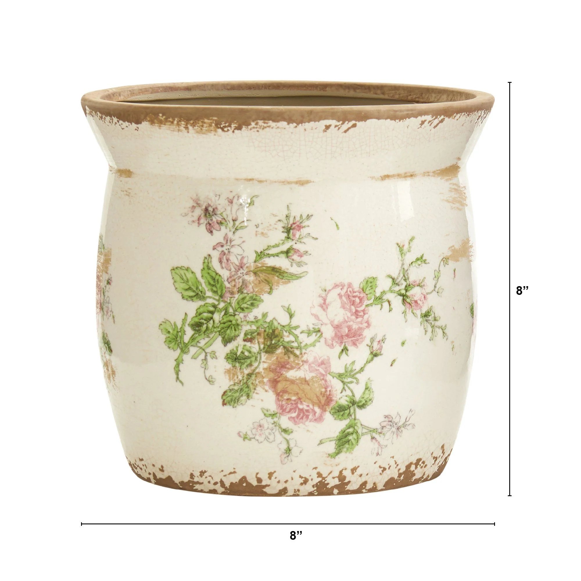 8” Tuscan Ceramic Floral Print Planter - Image 3