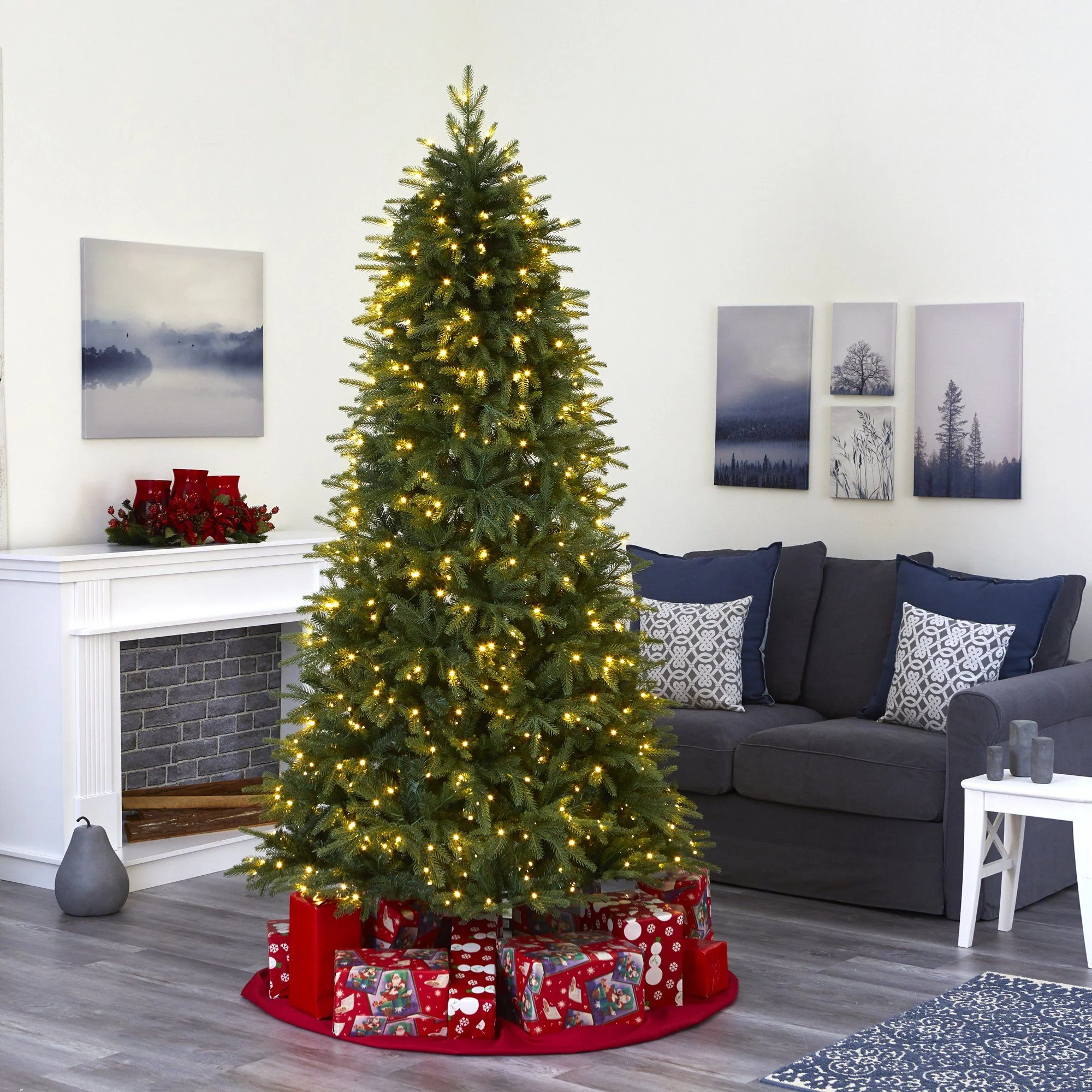 8’ Vancouver Fir “Natural Look” Artificial Christmas Tree with 700 Clear LED Lights and 3470 Bendable Branches - Image 7