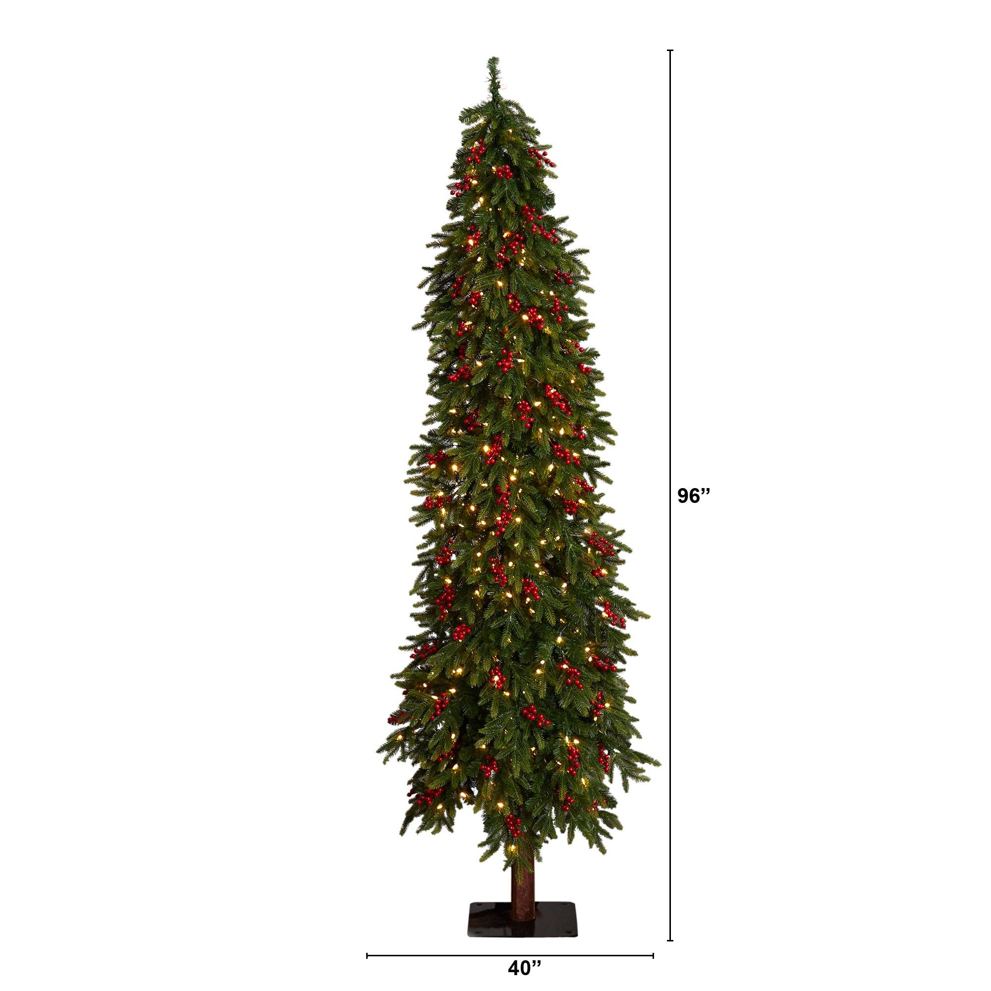 8' Victoria Fir Artificial Christmas Tree with 350 Multi-Color (Multifunction) LED Lights, Berries and 667 Branches - Image 2