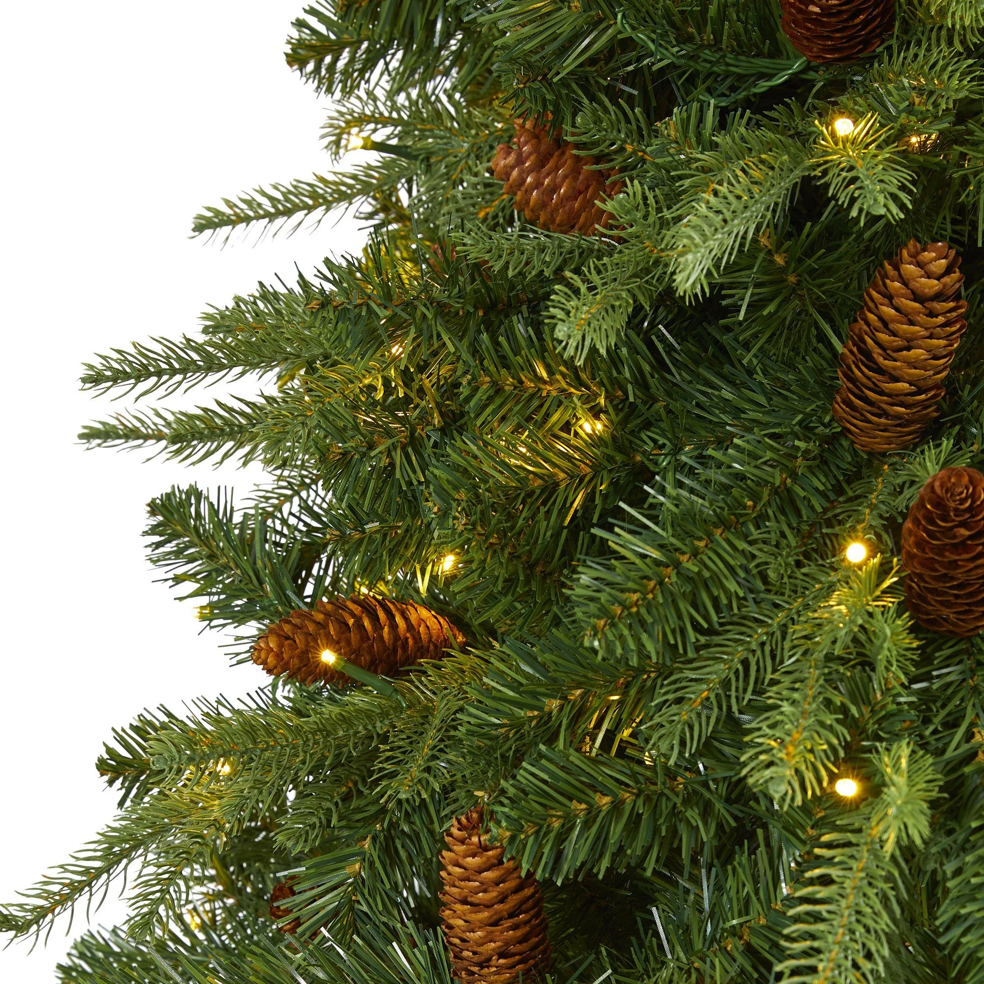 8’ Wellington Spruce “Natural Look” Artificial Christmas Tree with 550 Clear LED Lights and Pine Cones - Image 3