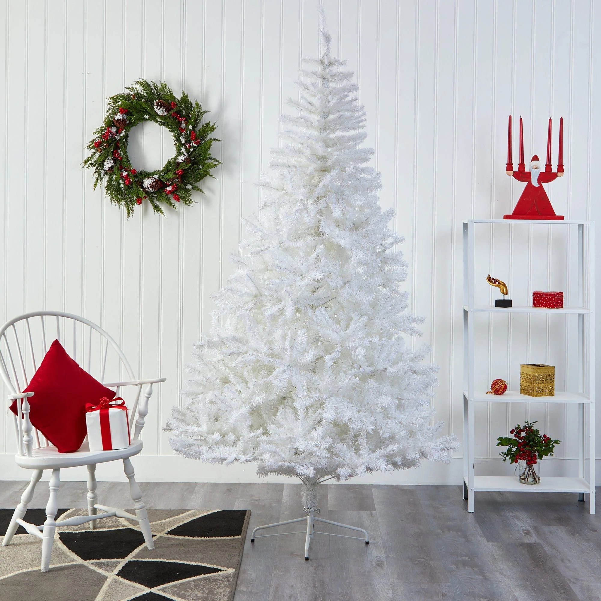 8' White Artificial Christmas Tree with 1500 Bendable Branches - Image 6