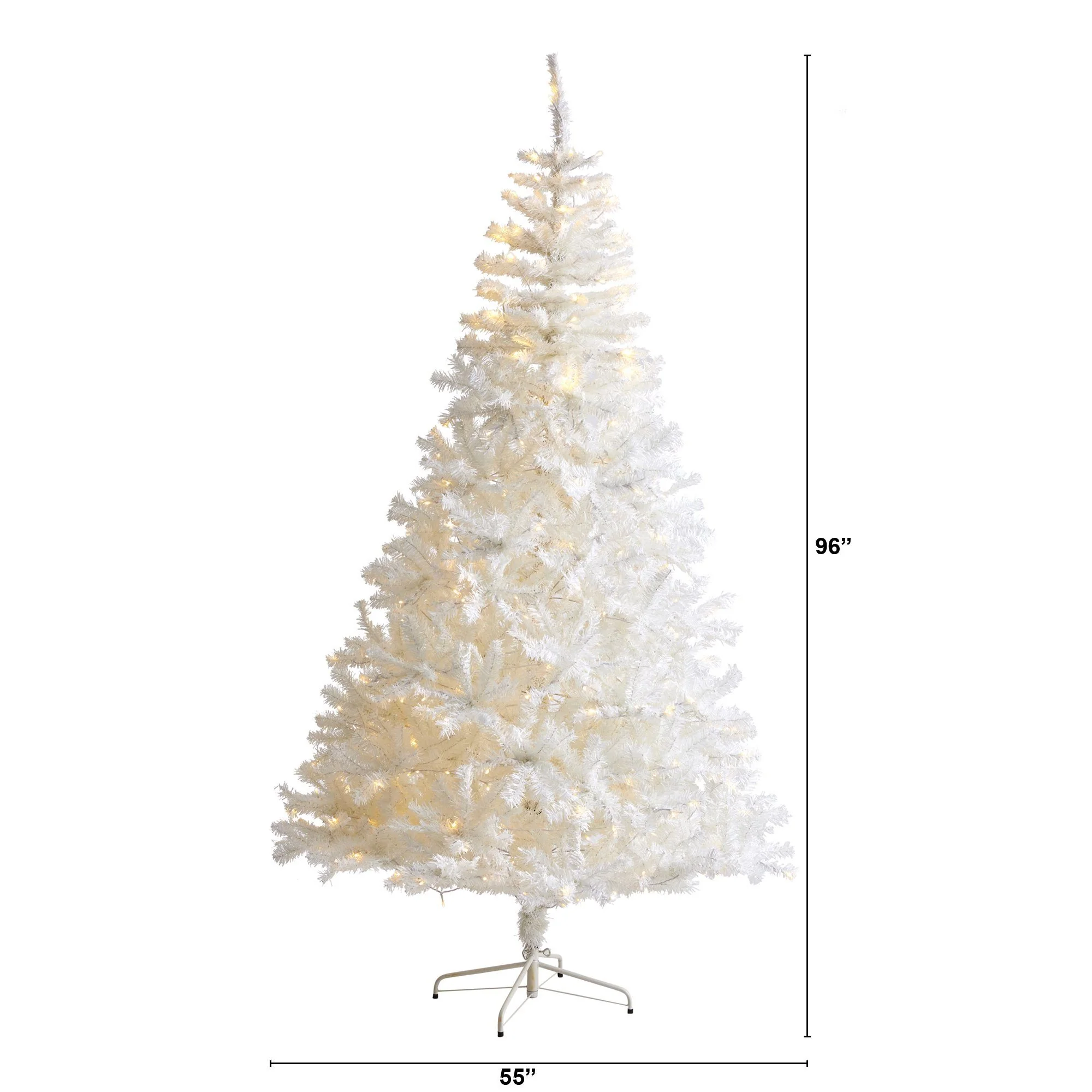 8' White Artificial Christmas Tree with 1500 Bendable Branches and 450 LED Lights - Image 2