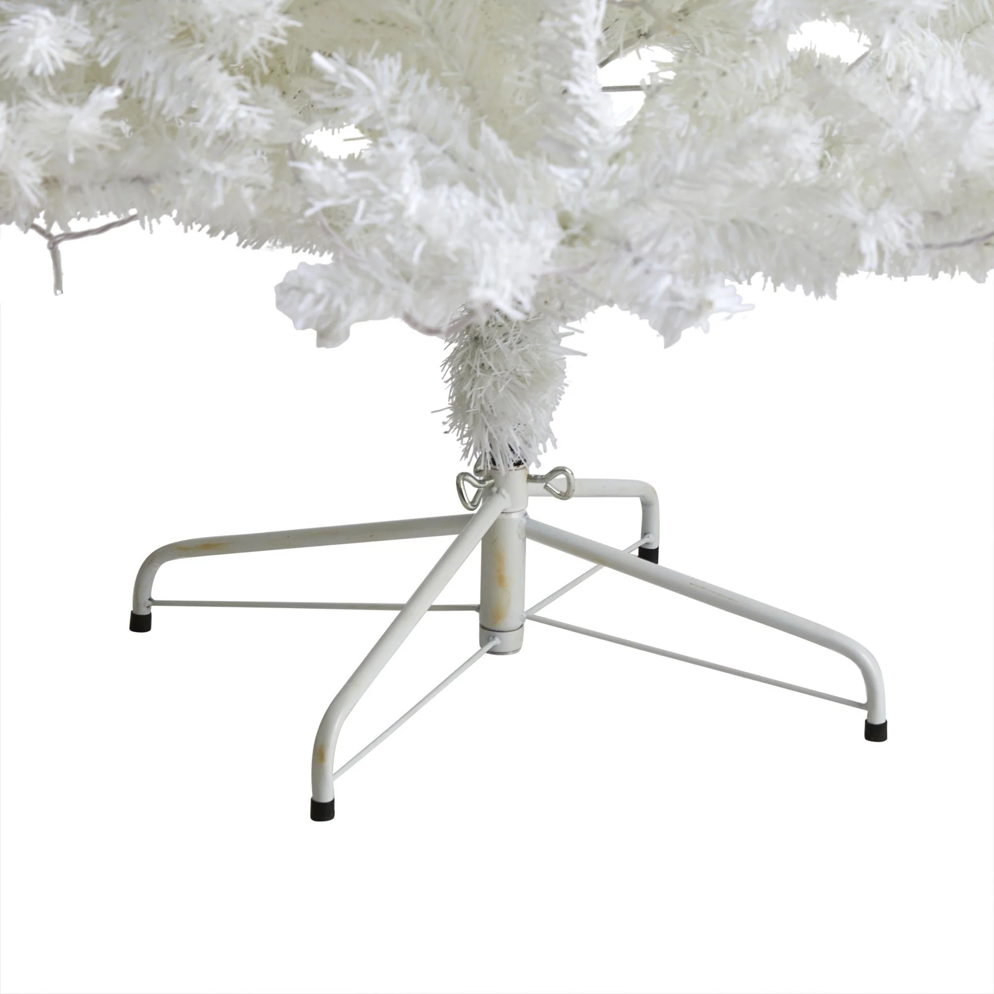 8' White Artificial Christmas Tree with 1500 Bendable Branches and 450 LED Lights - Image 4