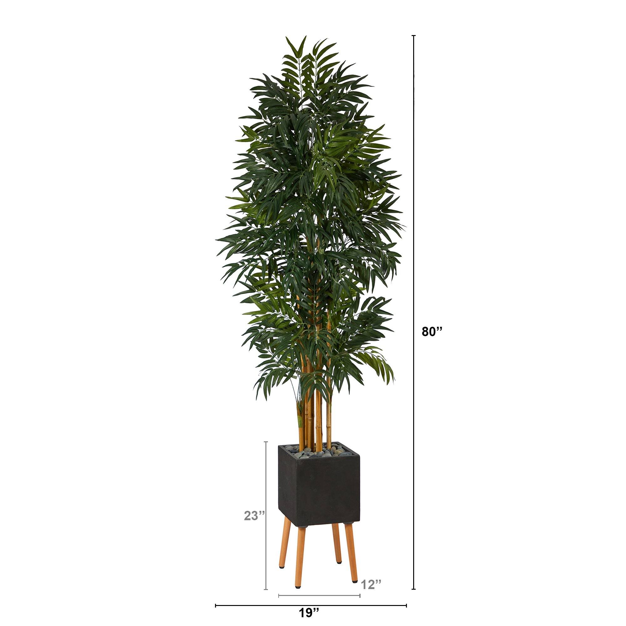 80” Phoenix Artificial Palm tree in Black Planter with Stand - Image 2