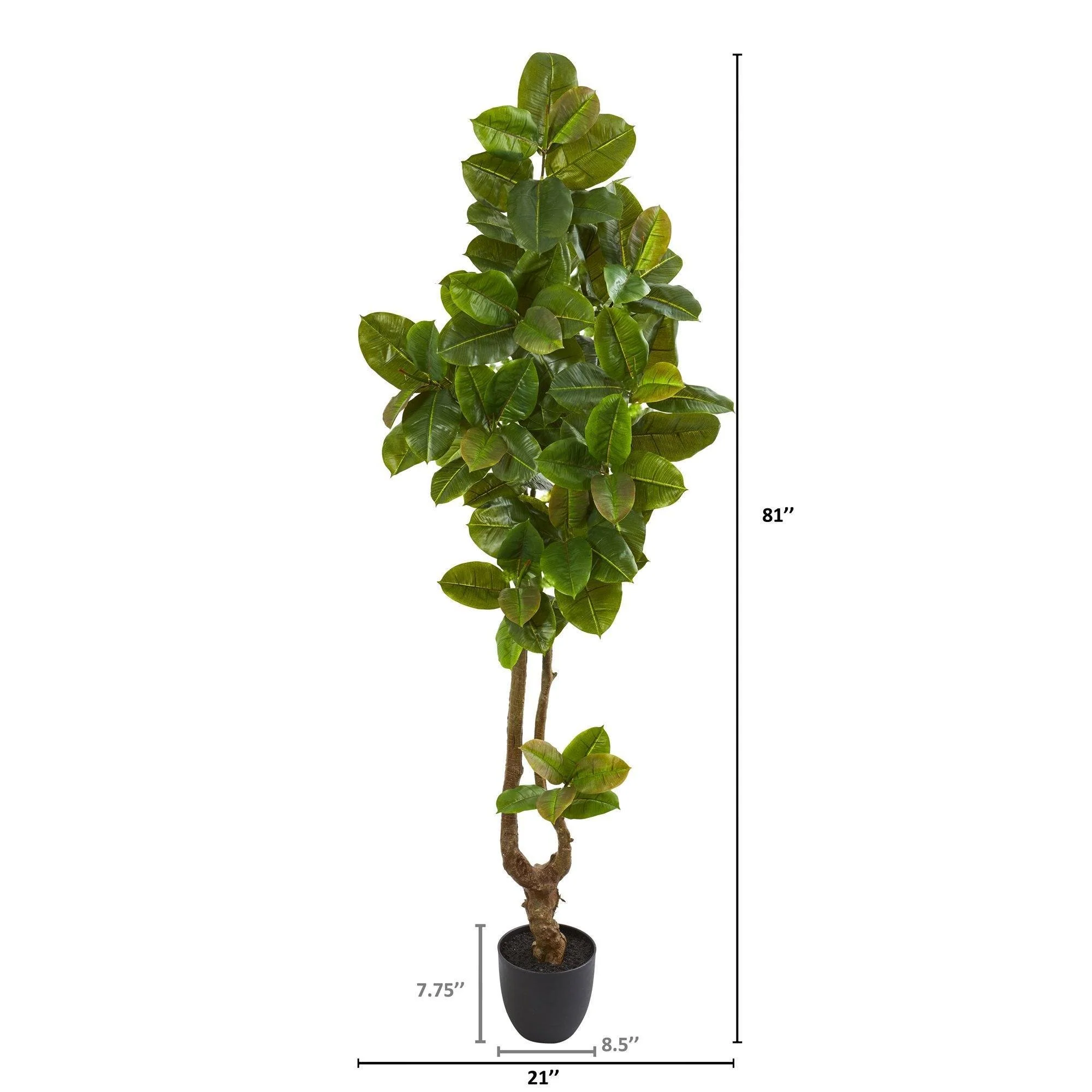 81” Rubber Leaf Artificial Tree (Real Touch) - Image 2