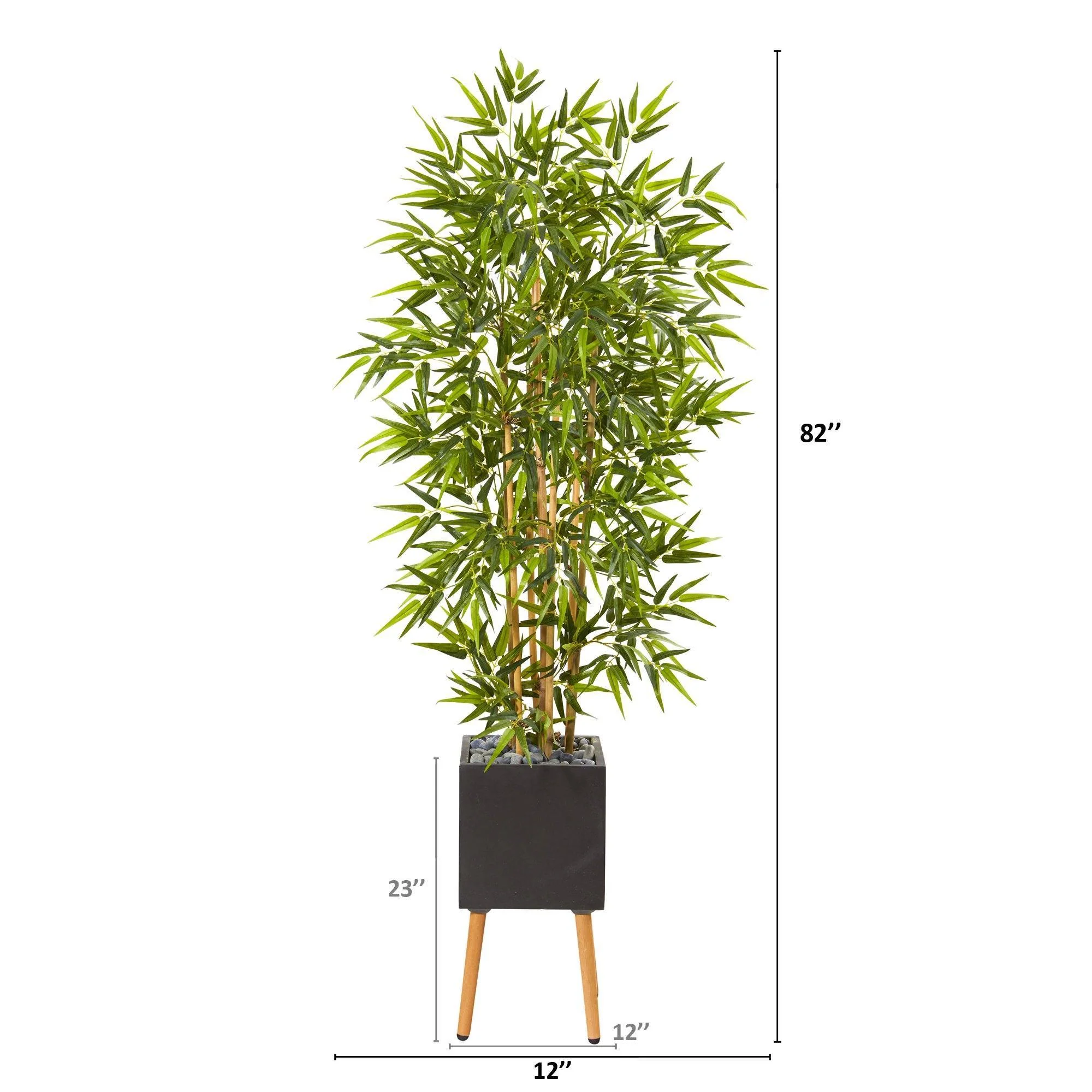82” Bamboo Artificial Tree in Black Planter with Stand - Image 2