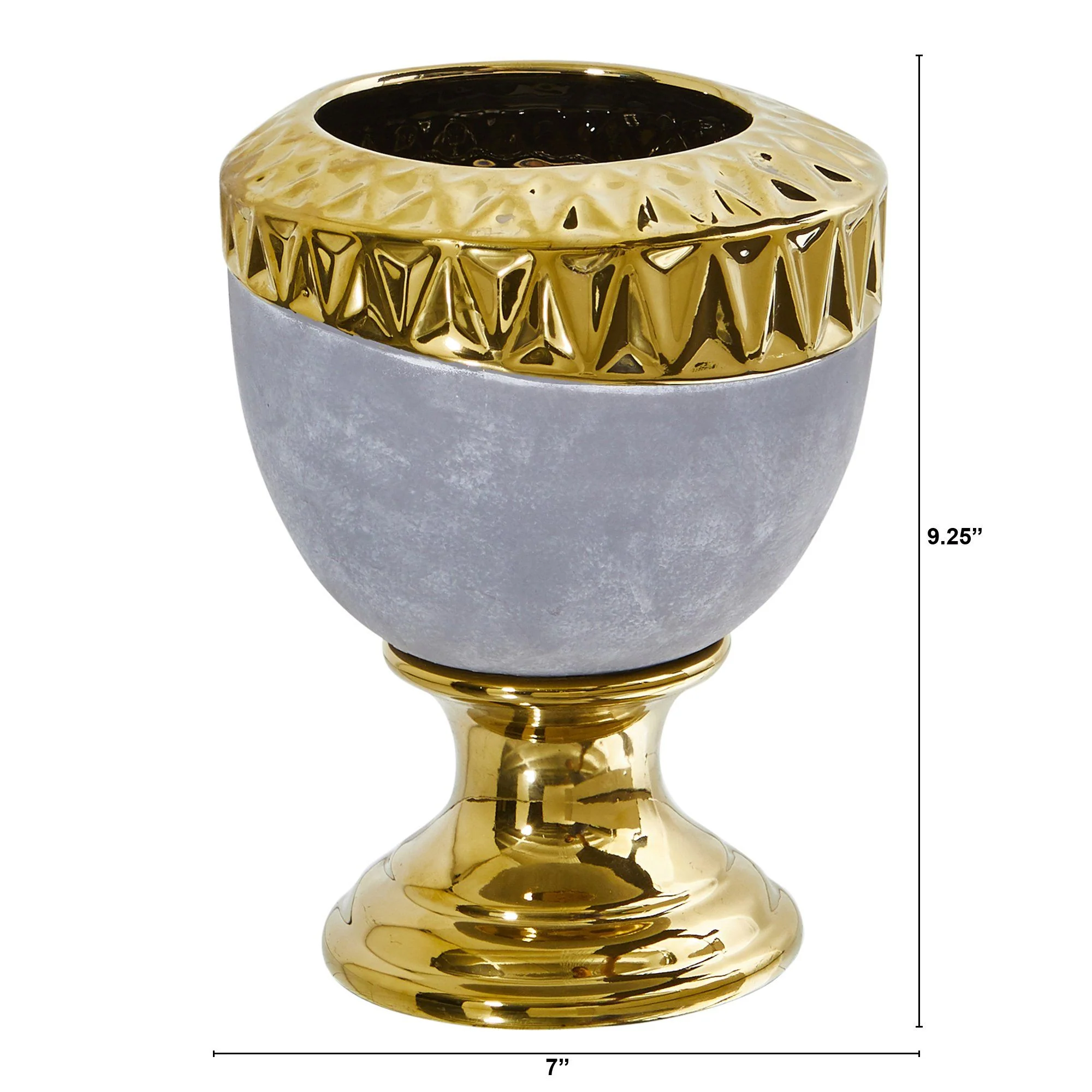 9.25” Regal Stone Urn with Gold Accents - Image 2