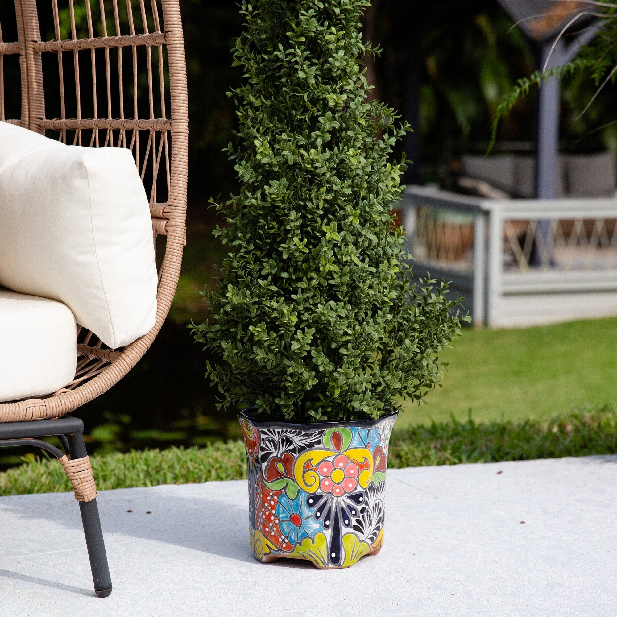 9.5" x 10" Handmade Mexican Talavera Ceramic Planter - Image 2