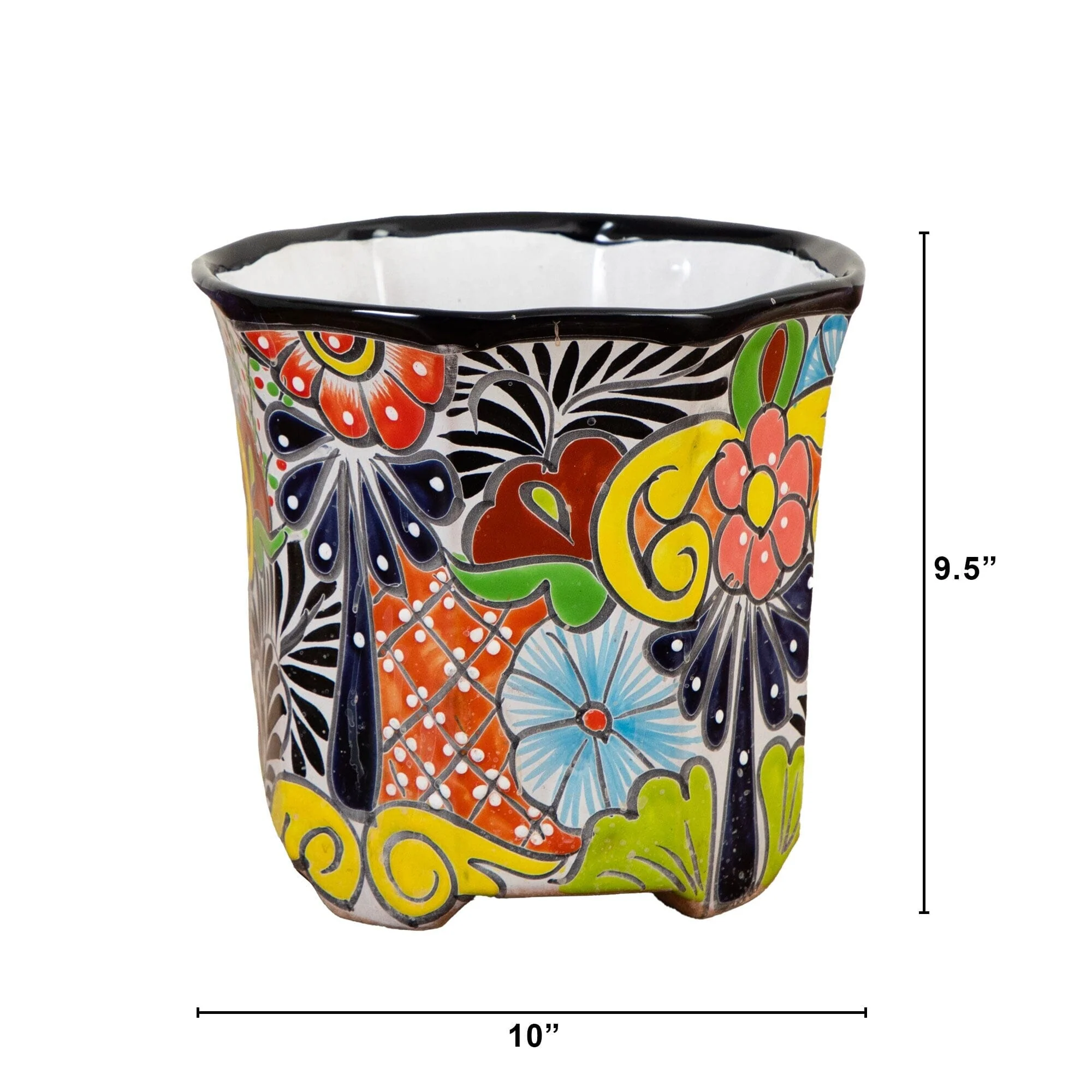 9.5" x 10" Handmade Mexican Talavera Ceramic Planter - Image 5