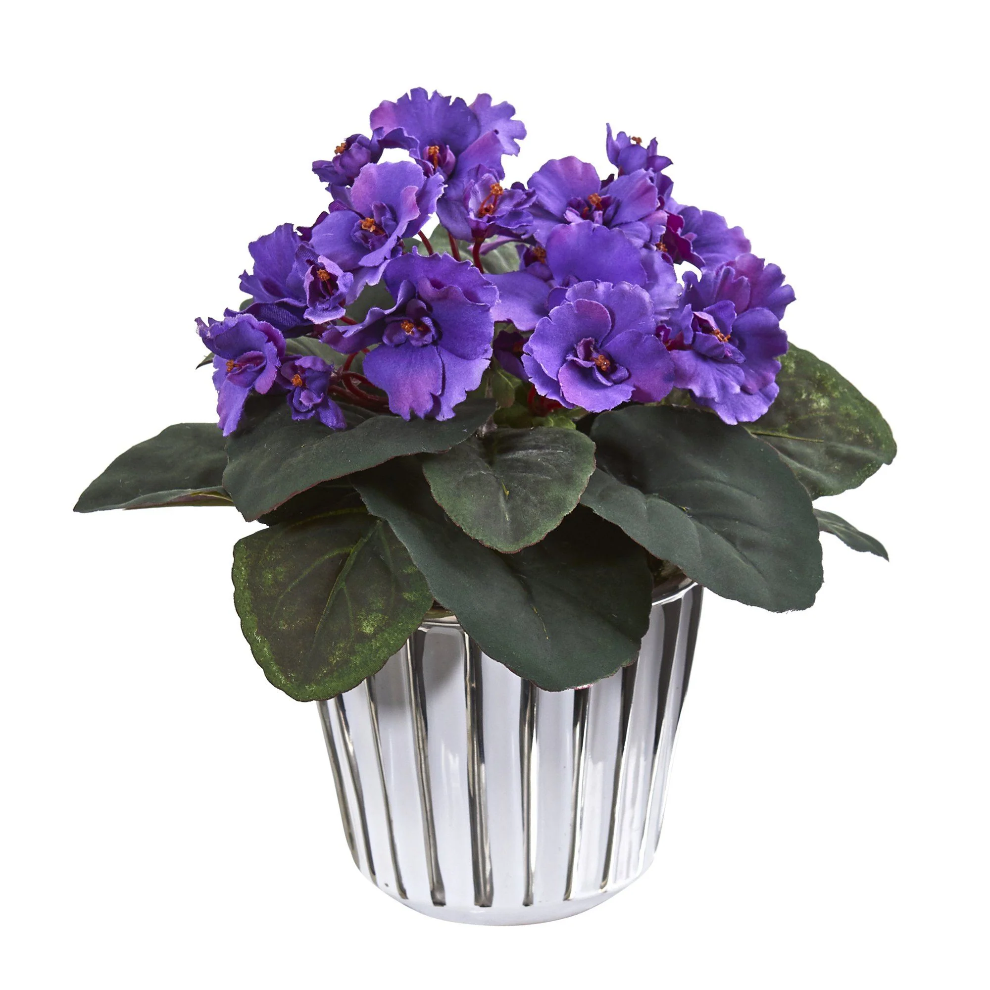 9” African Violet Artificial Plant in White Vase (Set of 2) - Image 3