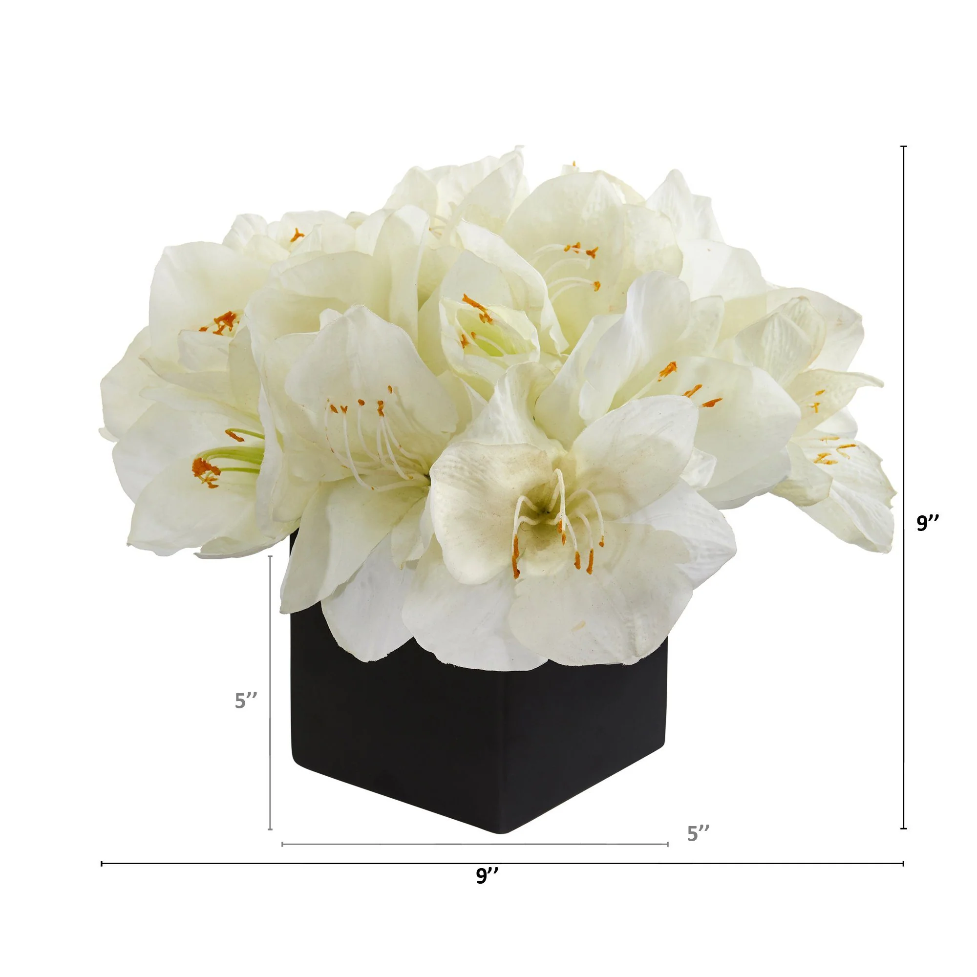 9” Amaryllis Artificial Arrangement in Black Vase - Image 4