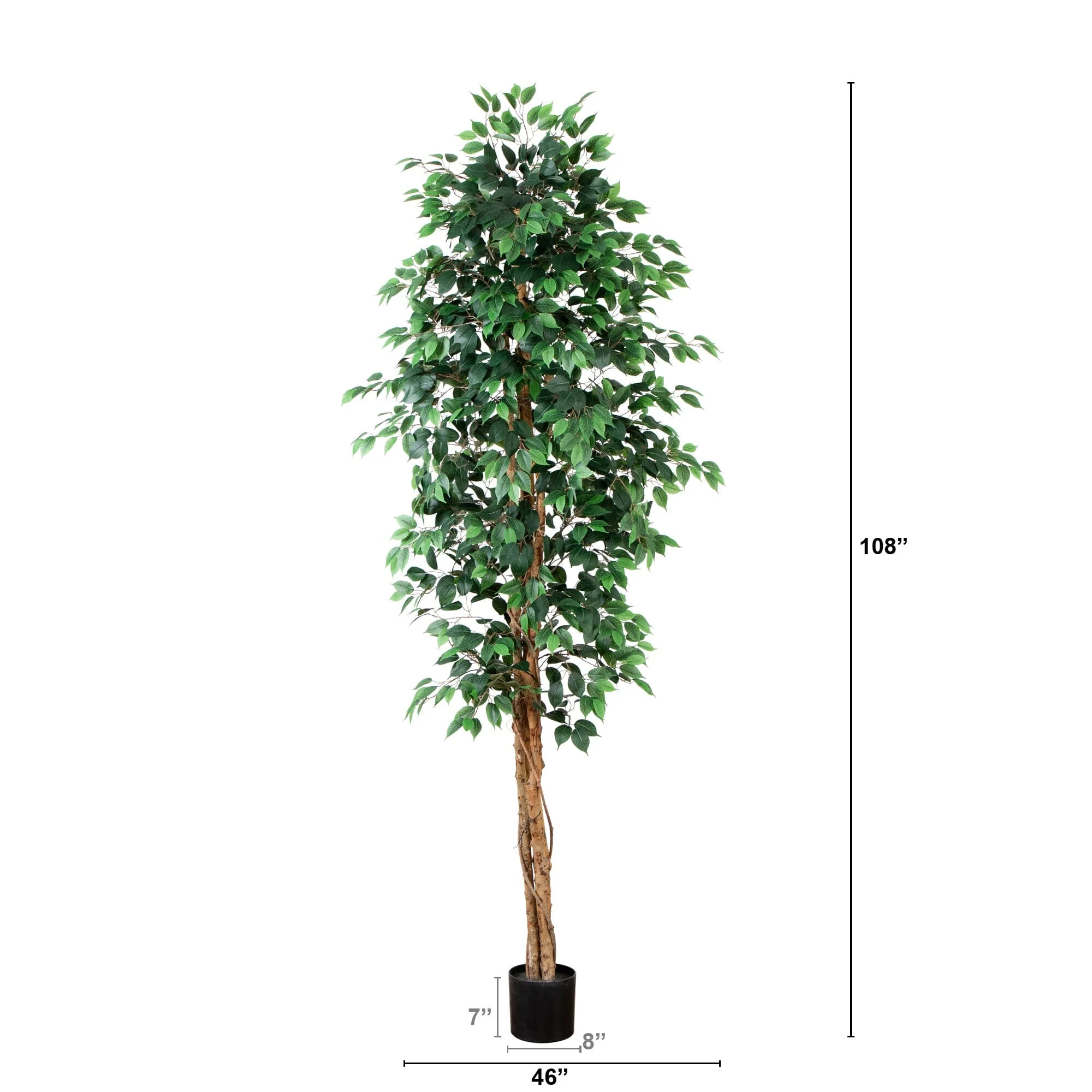 9’ Artificial Ficus Tree with Natural Trunk - Image 6