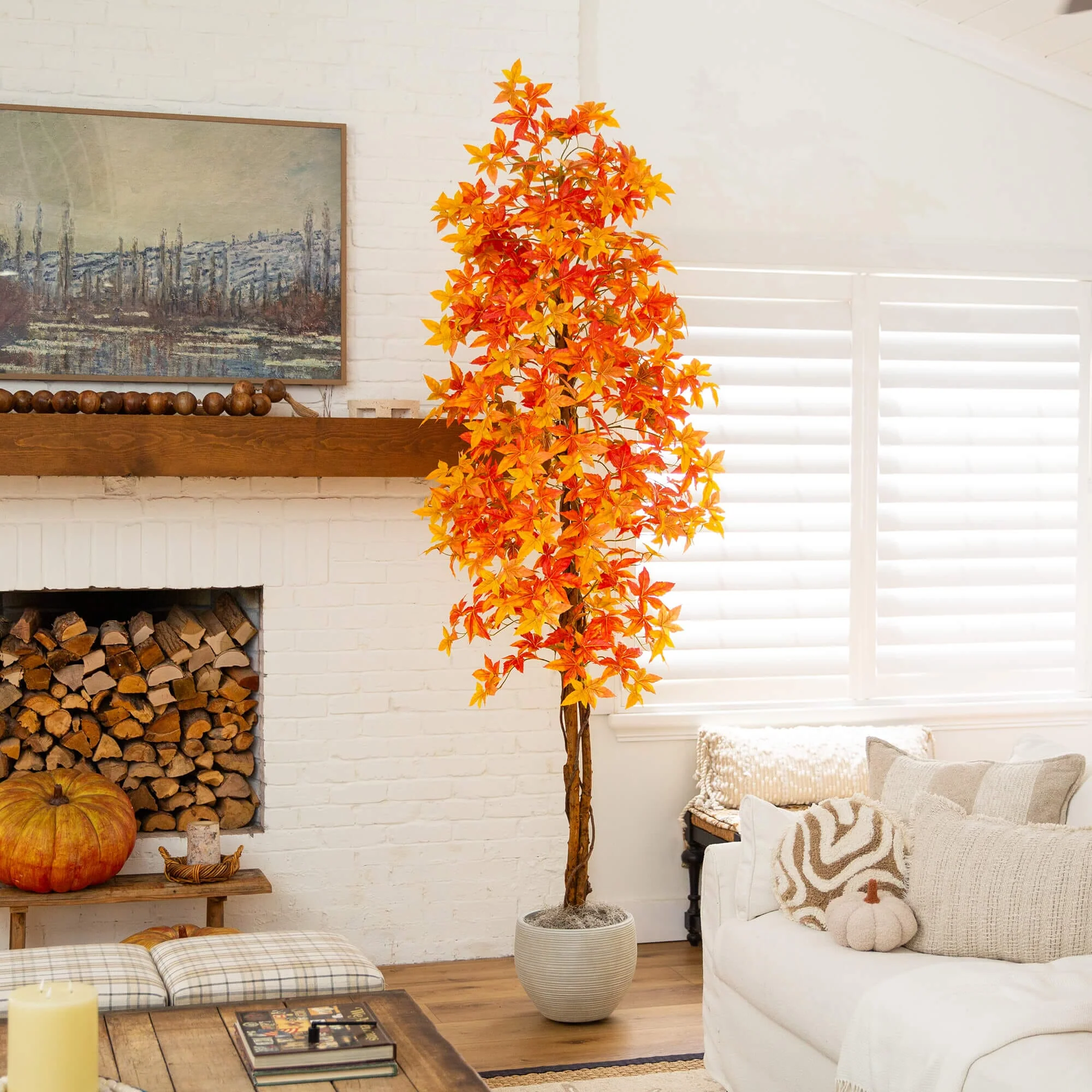9' Autumn Deluxe Maple Artificial Fall Tree - Image 3