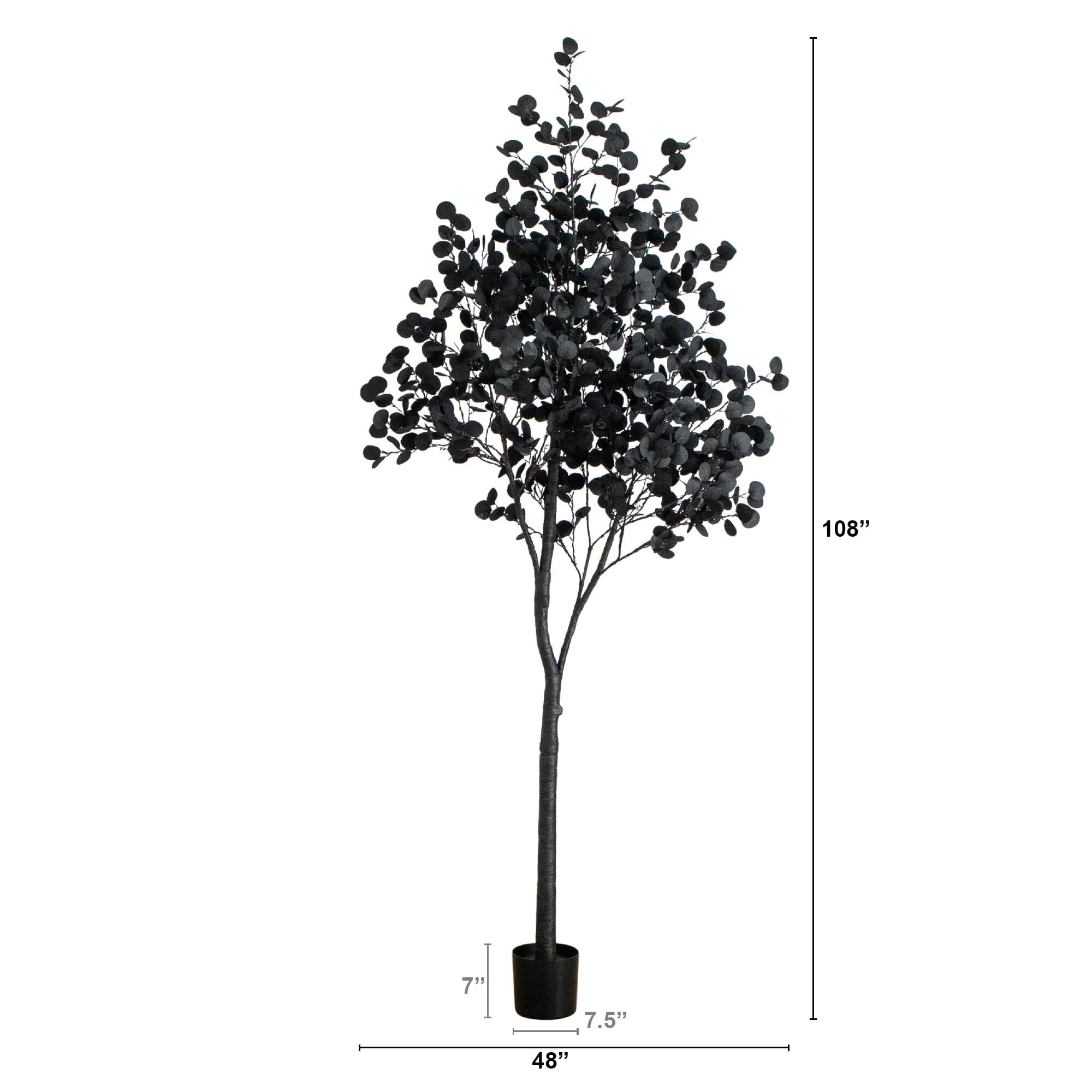 9' Pre-Lit Artificial Halloween Black Eucalyptus Tree with 700 Orange & Purple LED Lights - Image 11