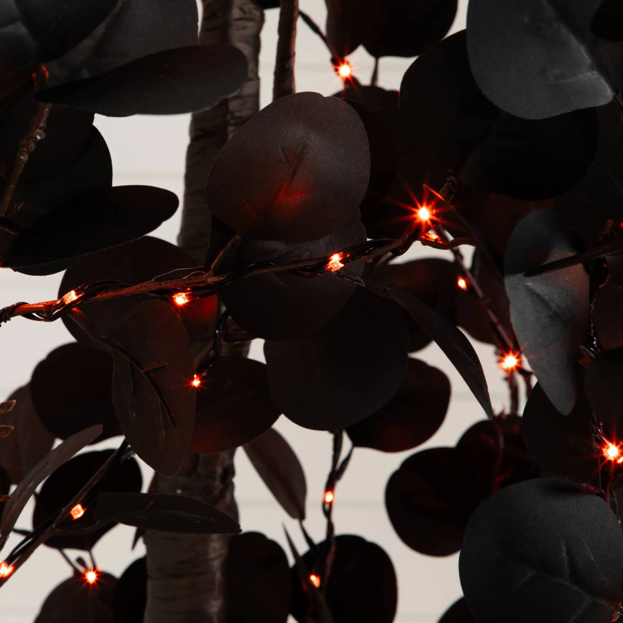 9' Pre-Lit Artificial Halloween Black Eucalyptus Tree with 700 Orange & Purple LED Lights - Image 6
