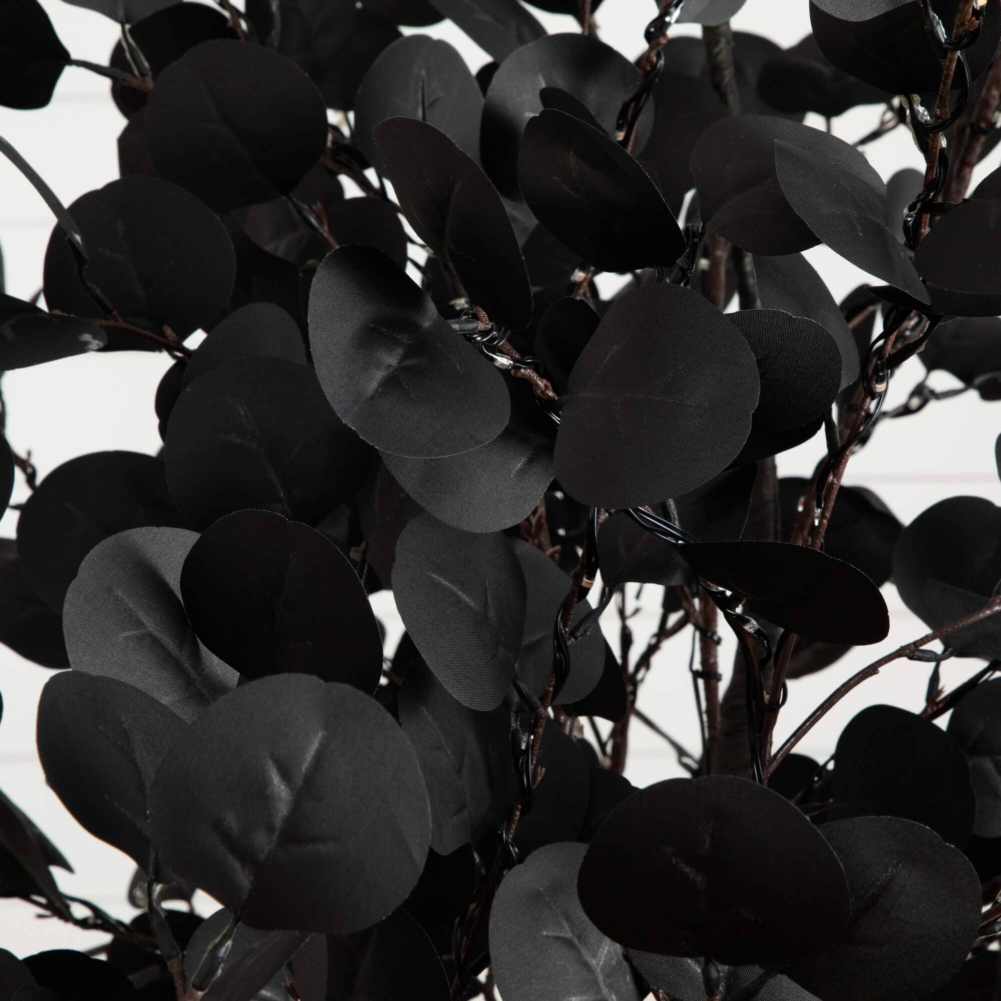 9' Pre-Lit Artificial Halloween Black Eucalyptus Tree with 700 Orange & Purple LED Lights - Image 8
