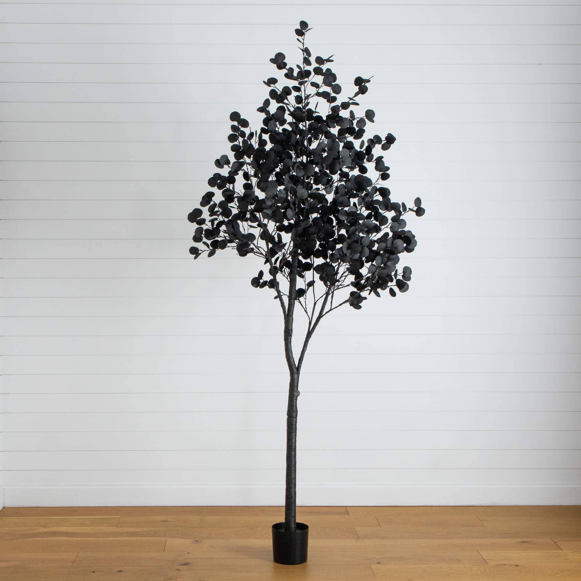 9' Pre-Lit Artificial Halloween Black Eucalyptus Tree with 700 Orange & Purple LED Lights - Image 9