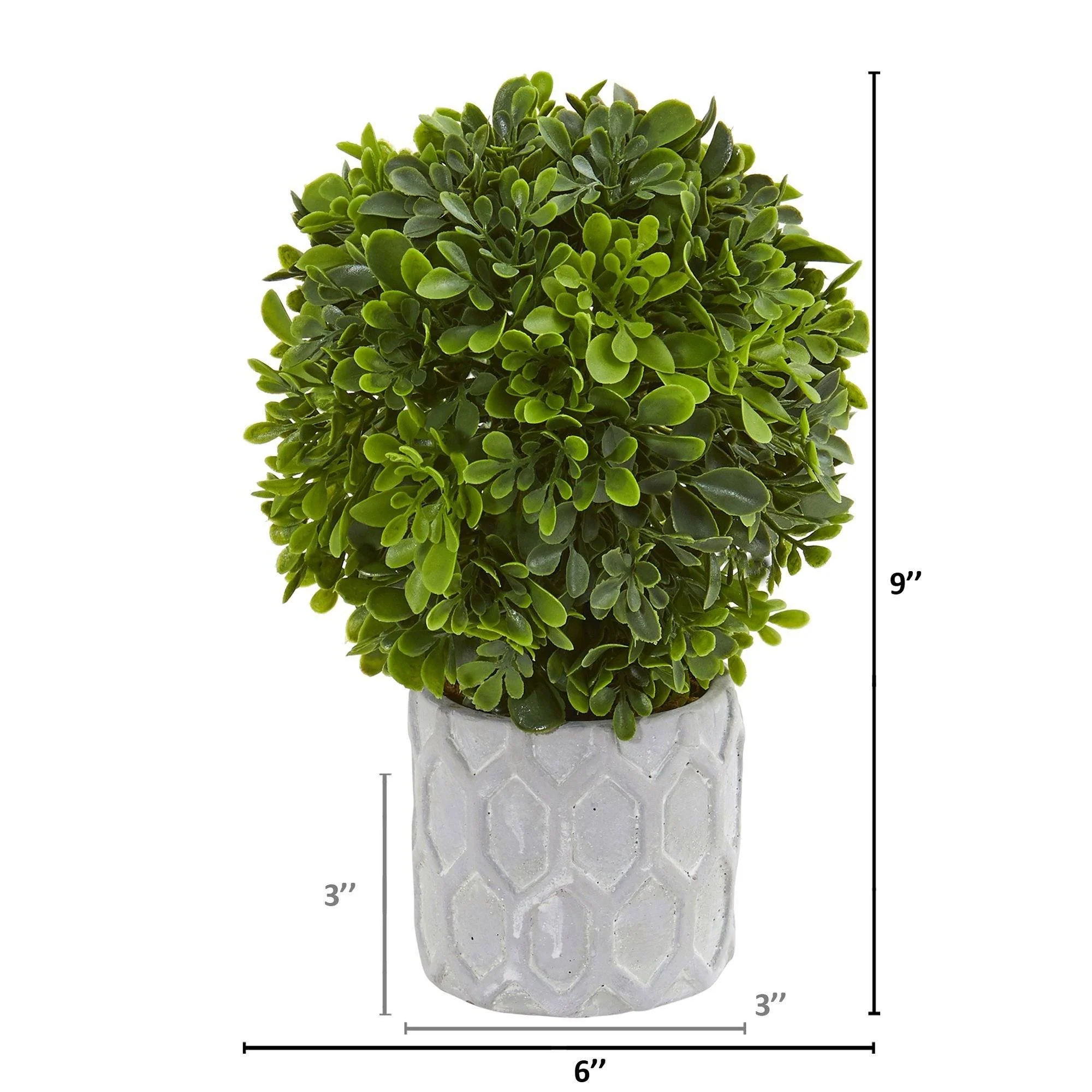 9” Boxwood Artificial Mini Topiary (Set of 3) - Image 2