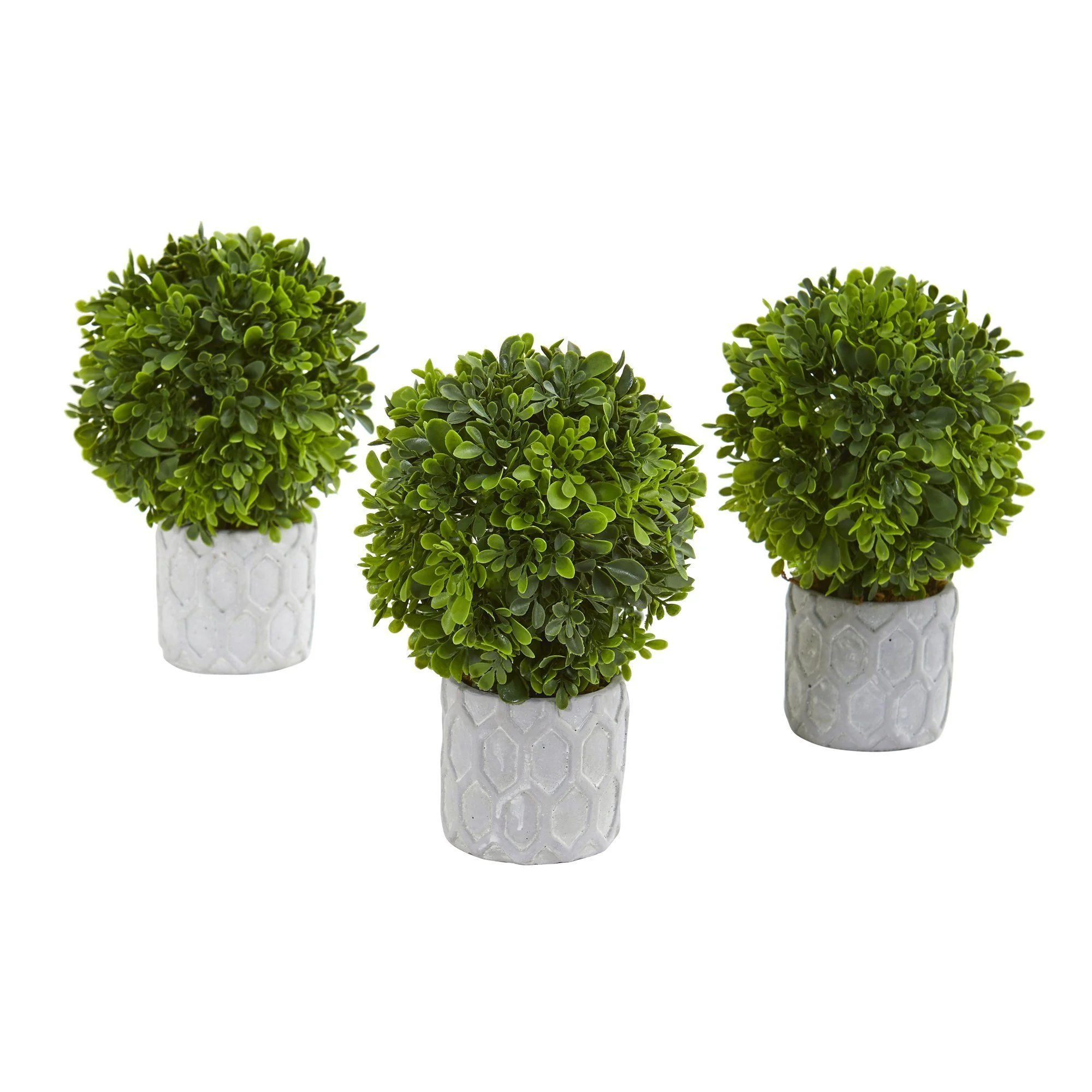 9” Boxwood Artificial Mini Topiary (Set of 3) - Image 3
