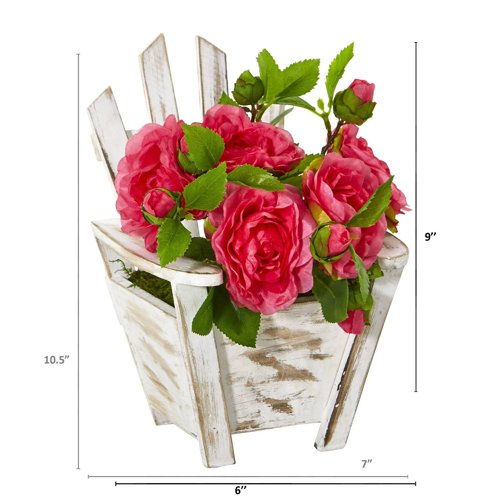 9” Camellia Artificial Arrangement in Chair Planter - Image 3