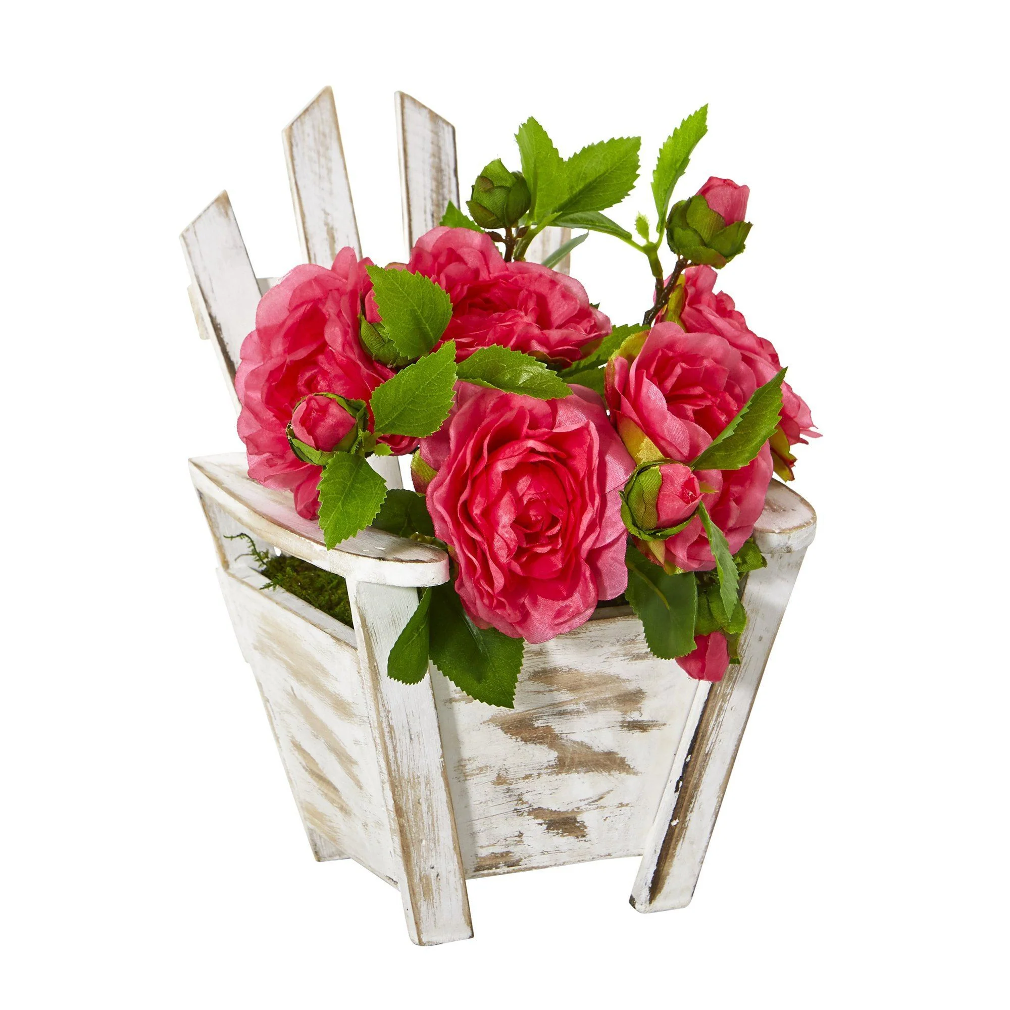 9” Camellia Artificial Arrangement in Chair Planter - Image 4