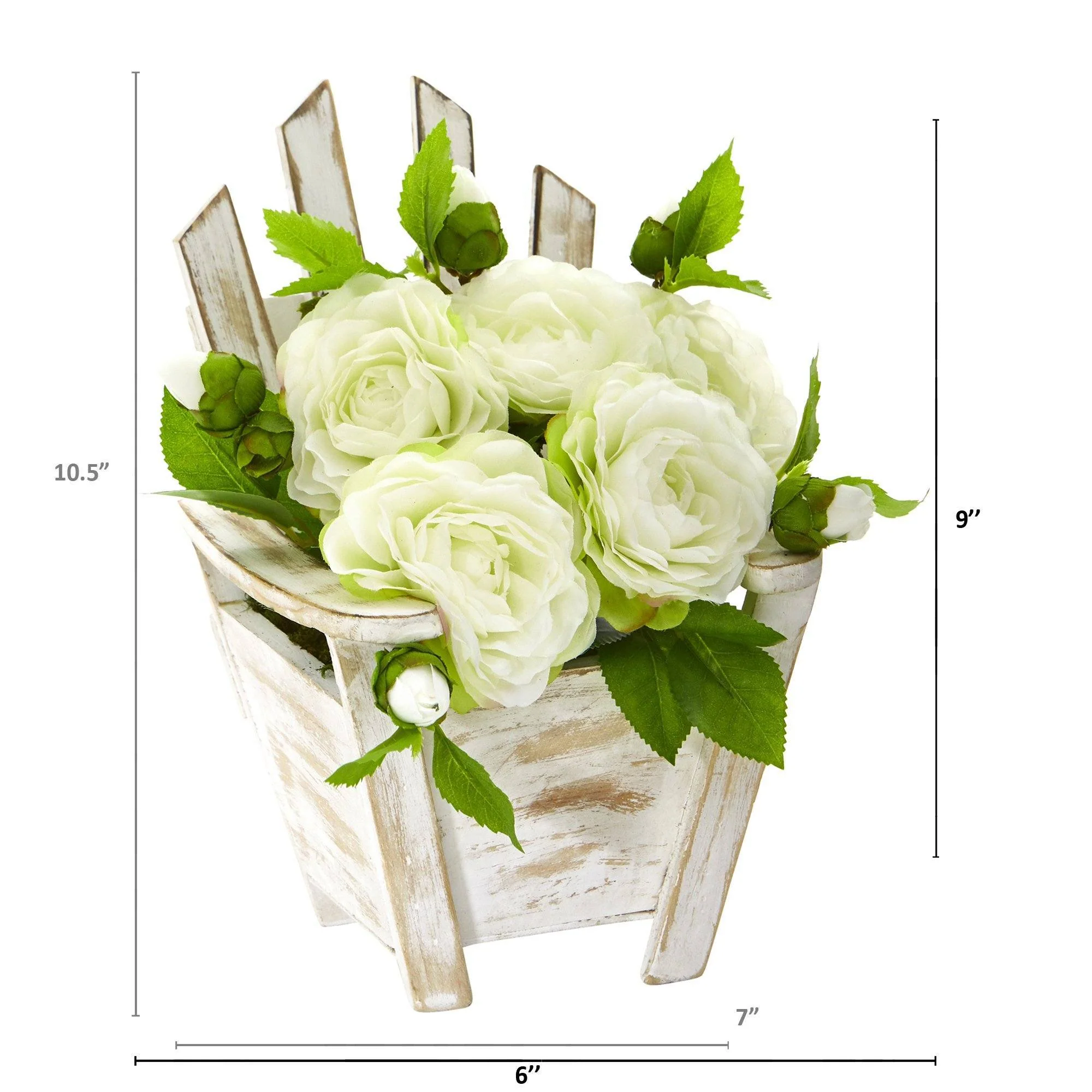 9” Camellia Artificial Arrangement in Chair Planter - Image 6