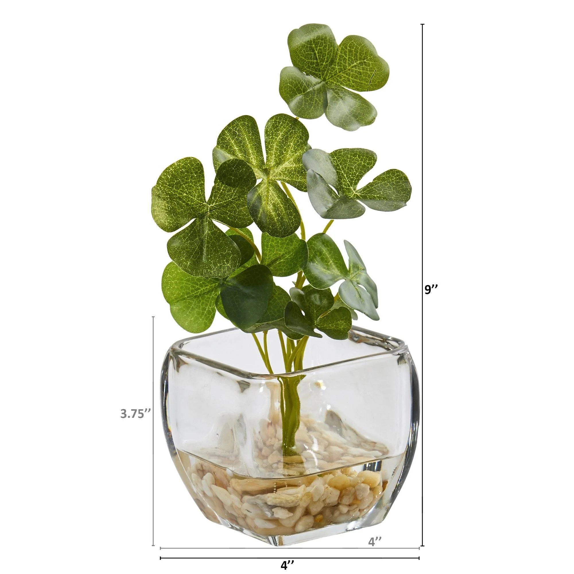 9” Clover Artificial Plant in Glass Planter (Set of 2) - Image 2