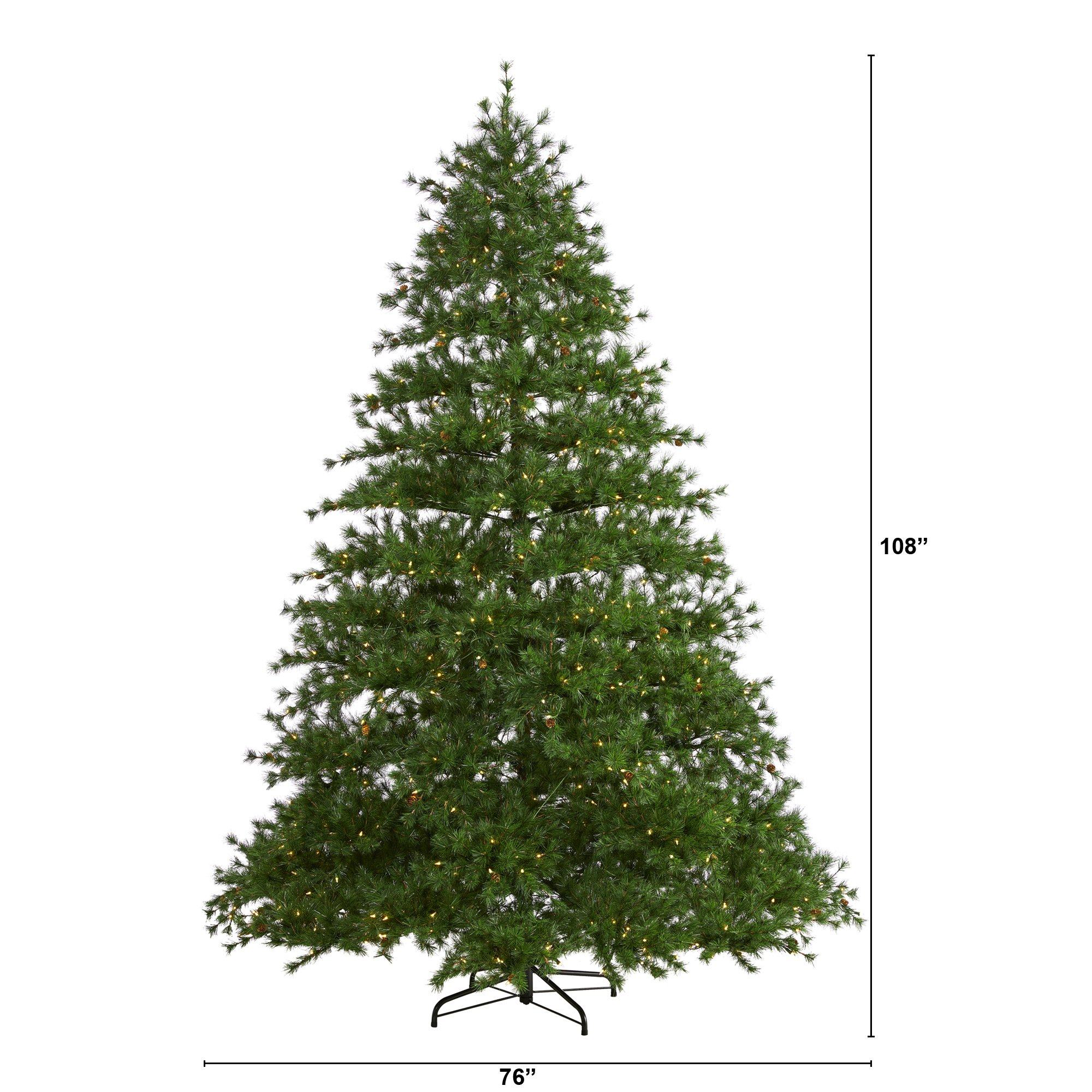 9’ Colorado Mountain Pine Artificial Christmas Tree with 650 Clear Lights, 3197 Bendable Branches and Pine Cones - Image 2