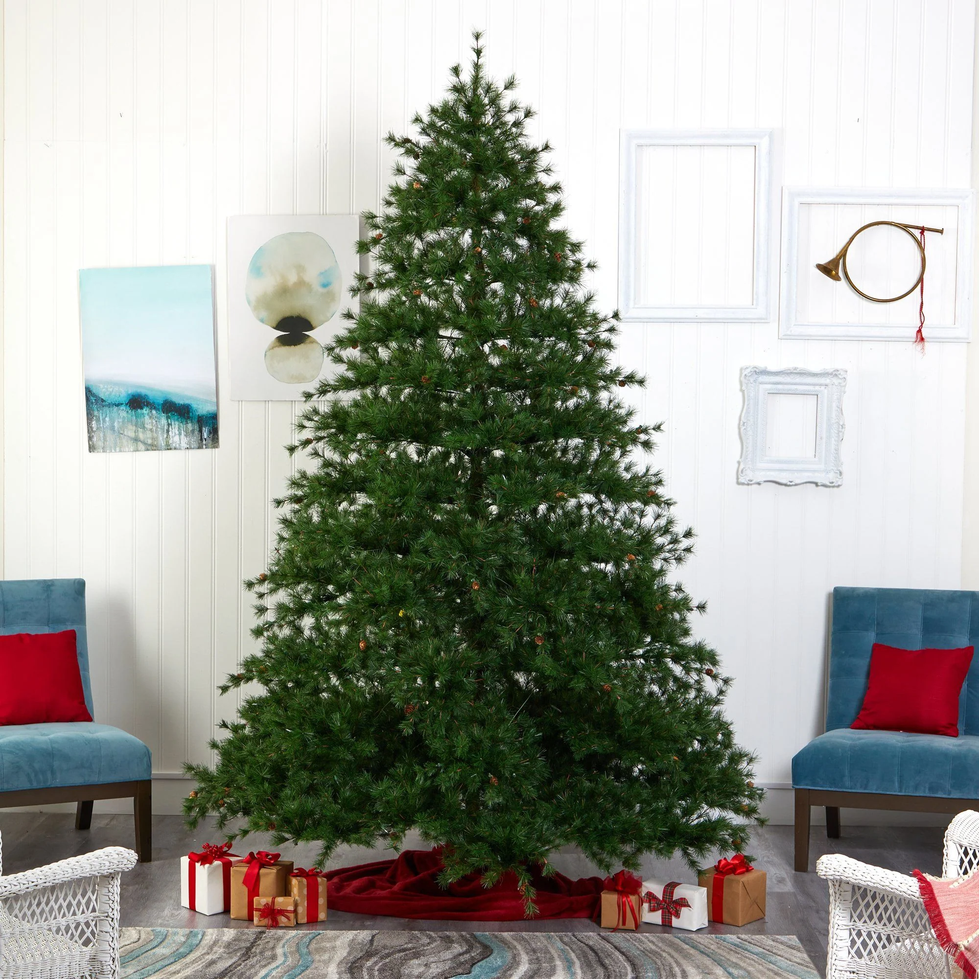 9’ Colorado Mountain Pine Artificial Christmas Tree with 650 Clear Lights, 3197 Bendable Branches and Pine Cones - Image 5