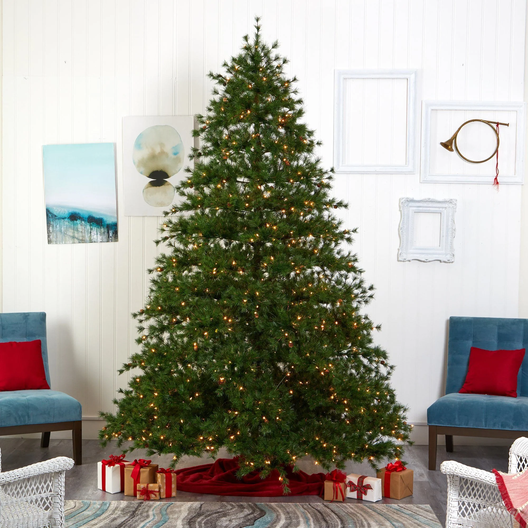 9’ Colorado Mountain Pine Artificial Christmas Tree with 650 Clear Lights, 3197 Bendable Branches and Pine Cones - Image 7