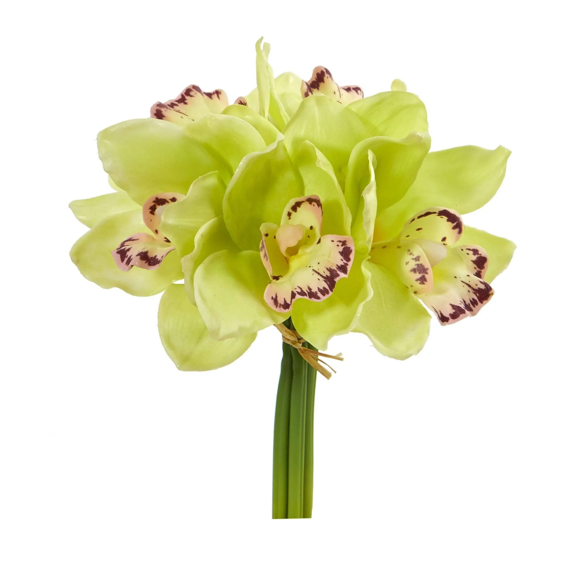 9” Cymbidium Orchid Artificial Flower Bundle (Set of 6) - Image 2