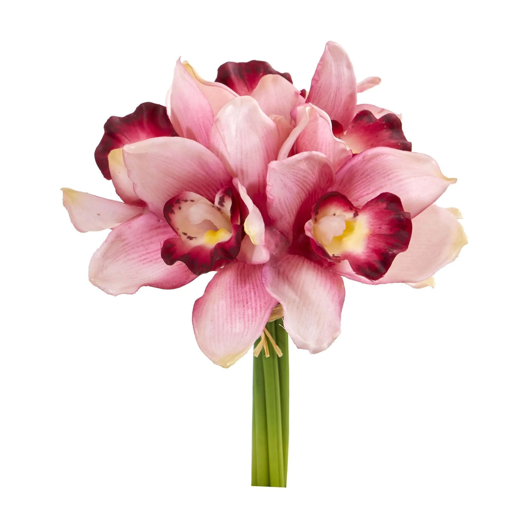 9” Cymbidium Orchid Artificial Flower Bundle (Set of 6) - Image 4