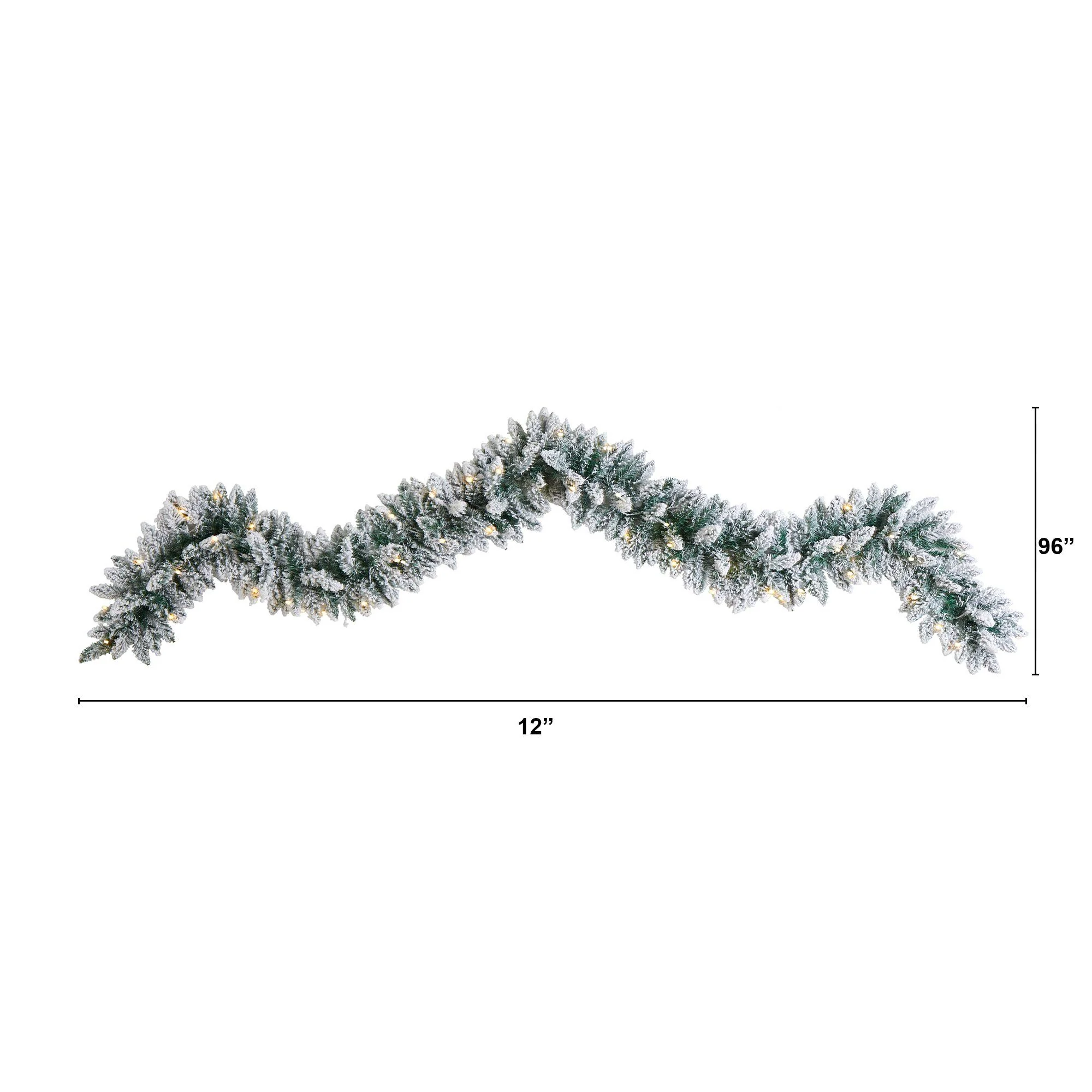 9’ Flocked Artificial Christmas Garland with 50 Warm White LED Lights - Image 2